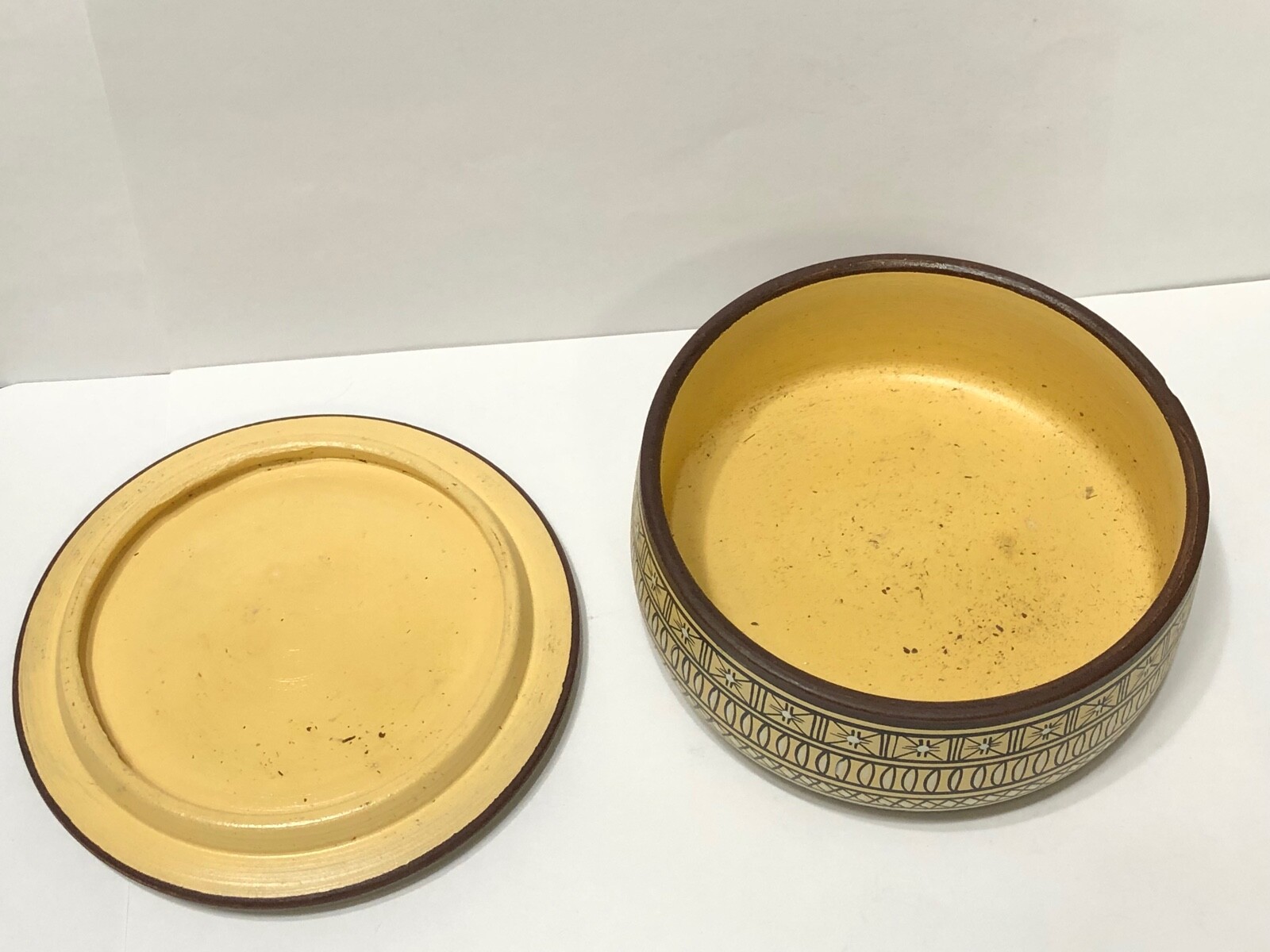 Attic Geometric Pottery Covered Container Trinket Jewelry Box