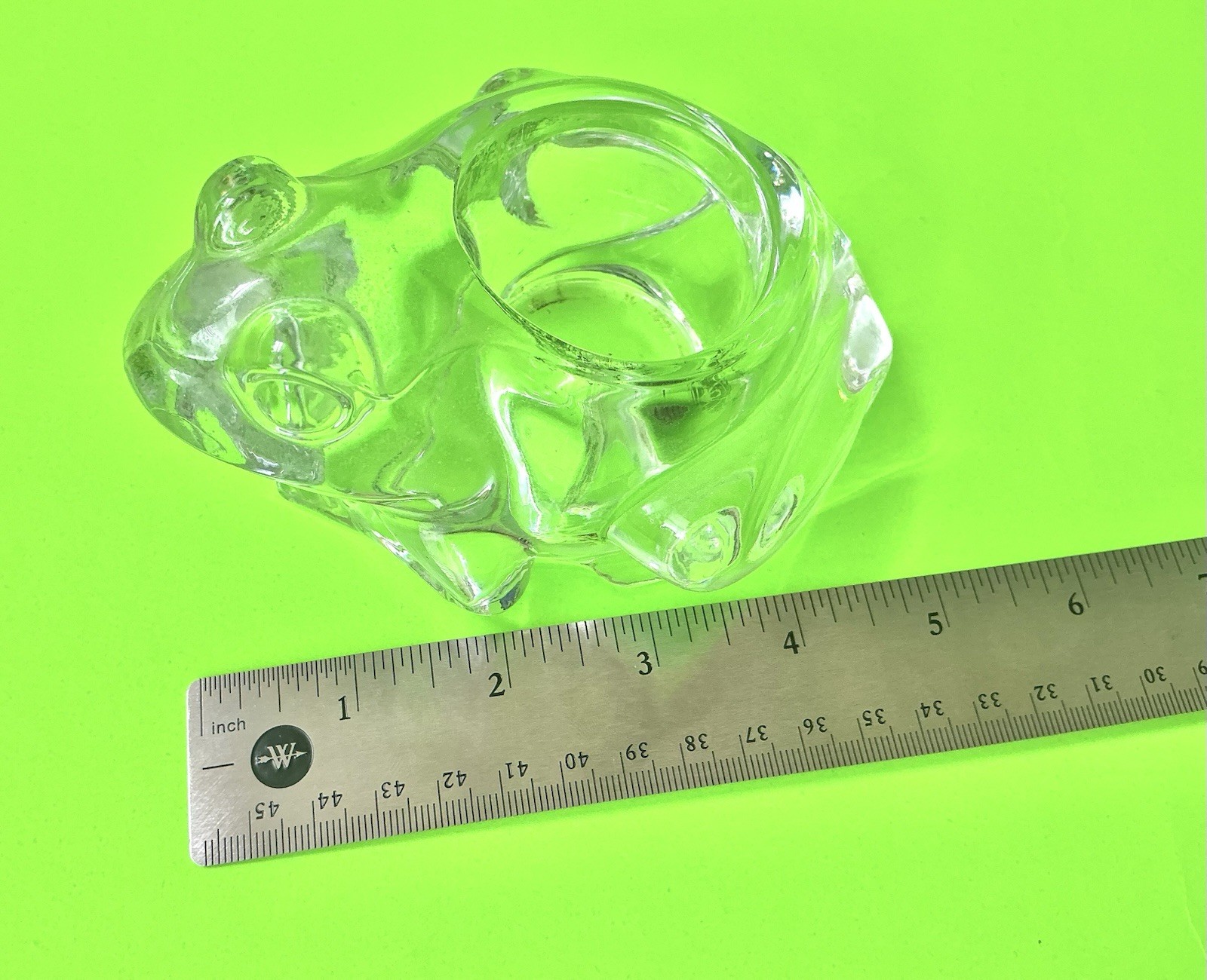 Frog Candle Holder Clear Glass Indiana Glass Votive Vintage 1990s