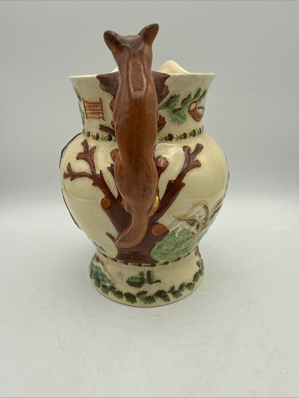 Vintage Crown Devon John Peel Musical Jug Pitcher – Fox Hunt Scene Horses *READ*