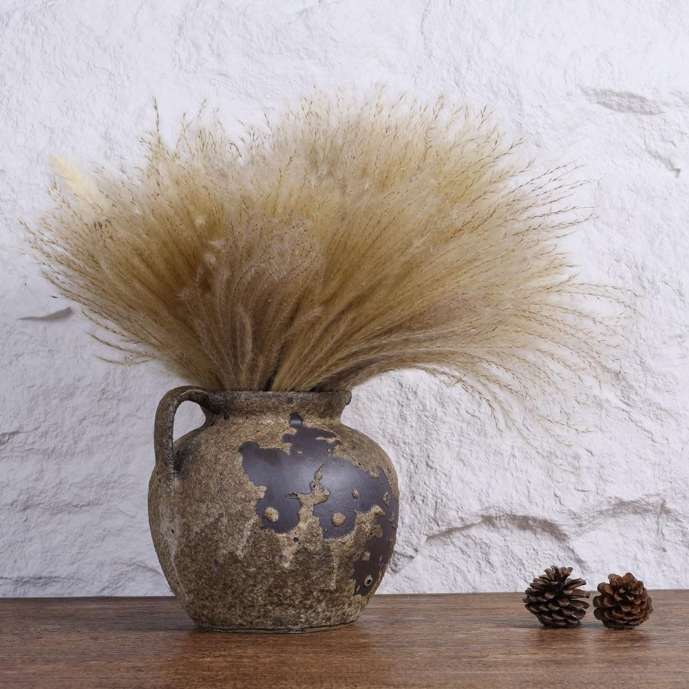 Wabi Sabi Rusty Vintage Vase, 7.9″ Tall Wabi Sabi Decor Rustic Farmhouse Pottery