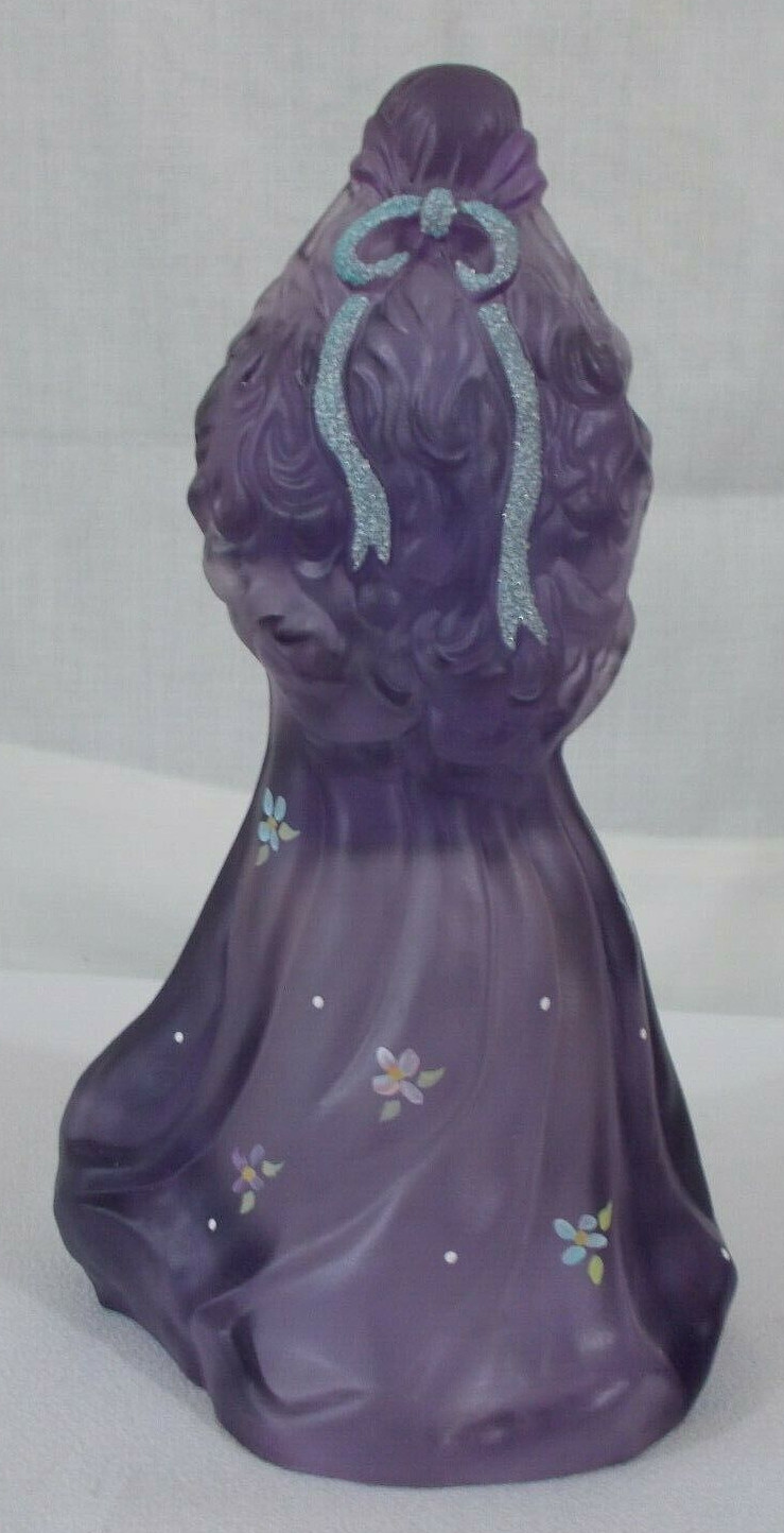 FENTON ART GLASS PURPLE SOUTHERN BELL DOLL HANDPAINTED. SIGNED NANCY FENTON