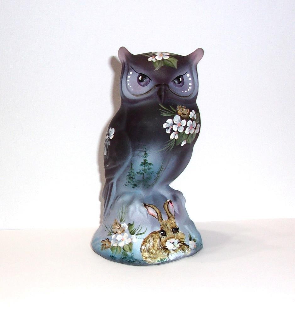 Fenton Glass Amethyst Cottontail Bunny Rabbit Owl Figurine Ltd Ed #14/38 Kibbe