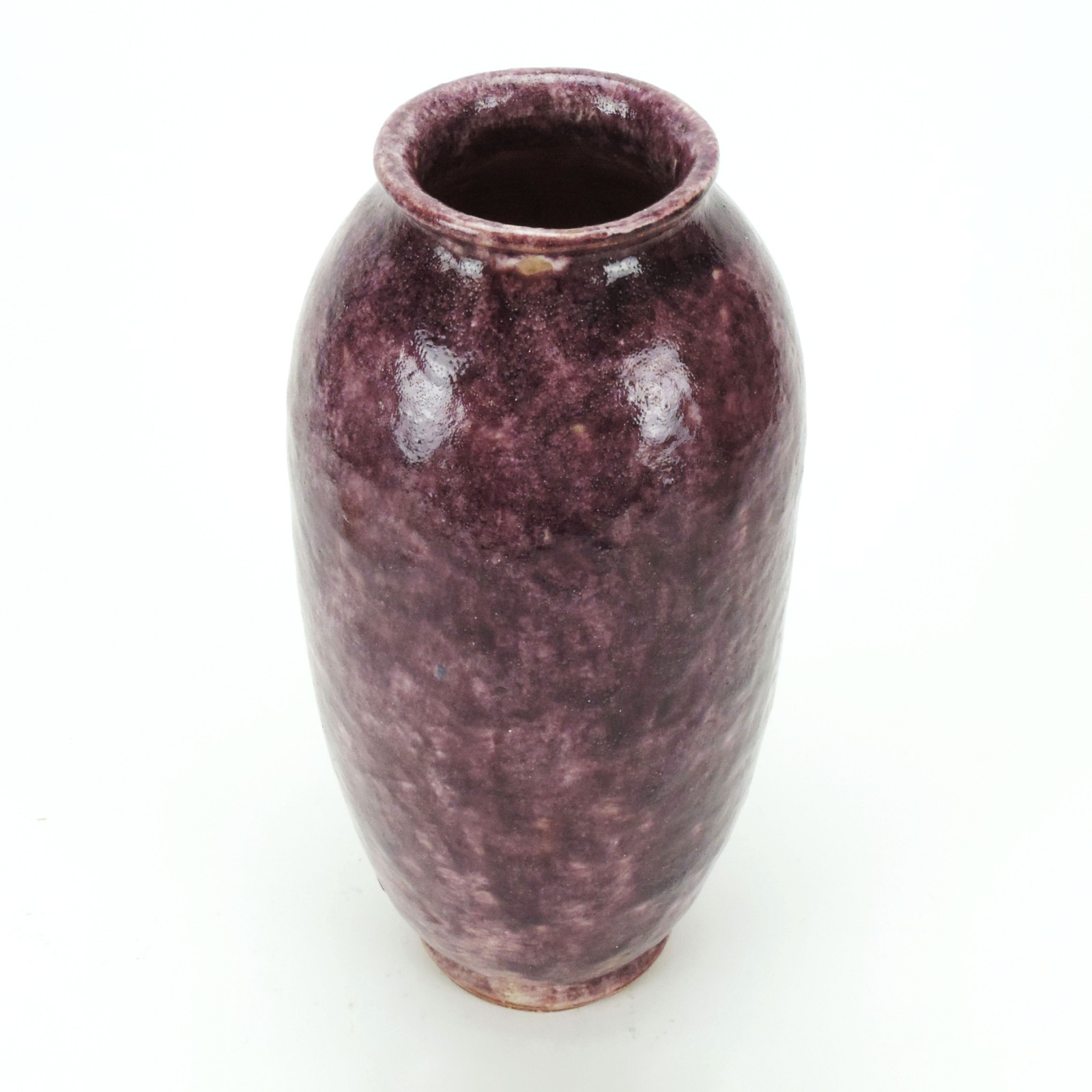 Leon Volkmar Studio Pottery Kilns 1939 purple vase 11.5″ MCM Arts & Crafts NY