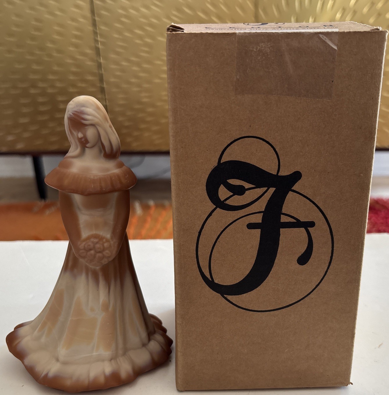 Rare 2005 Exclusive Fenton Glass Bridesmaid Doll Chocolate Centennial 7” w/ Box