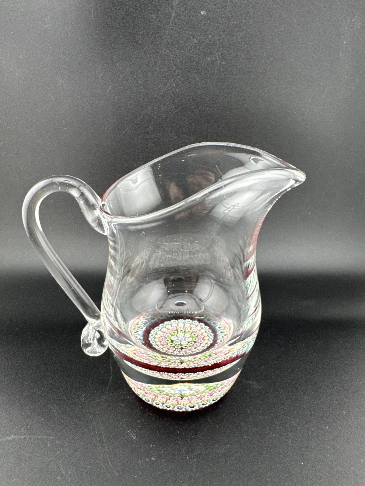 PERTHSHIRE Crieff Scotland Millefiori Paperweight/Pitcher/Creamer Small Glass 4”