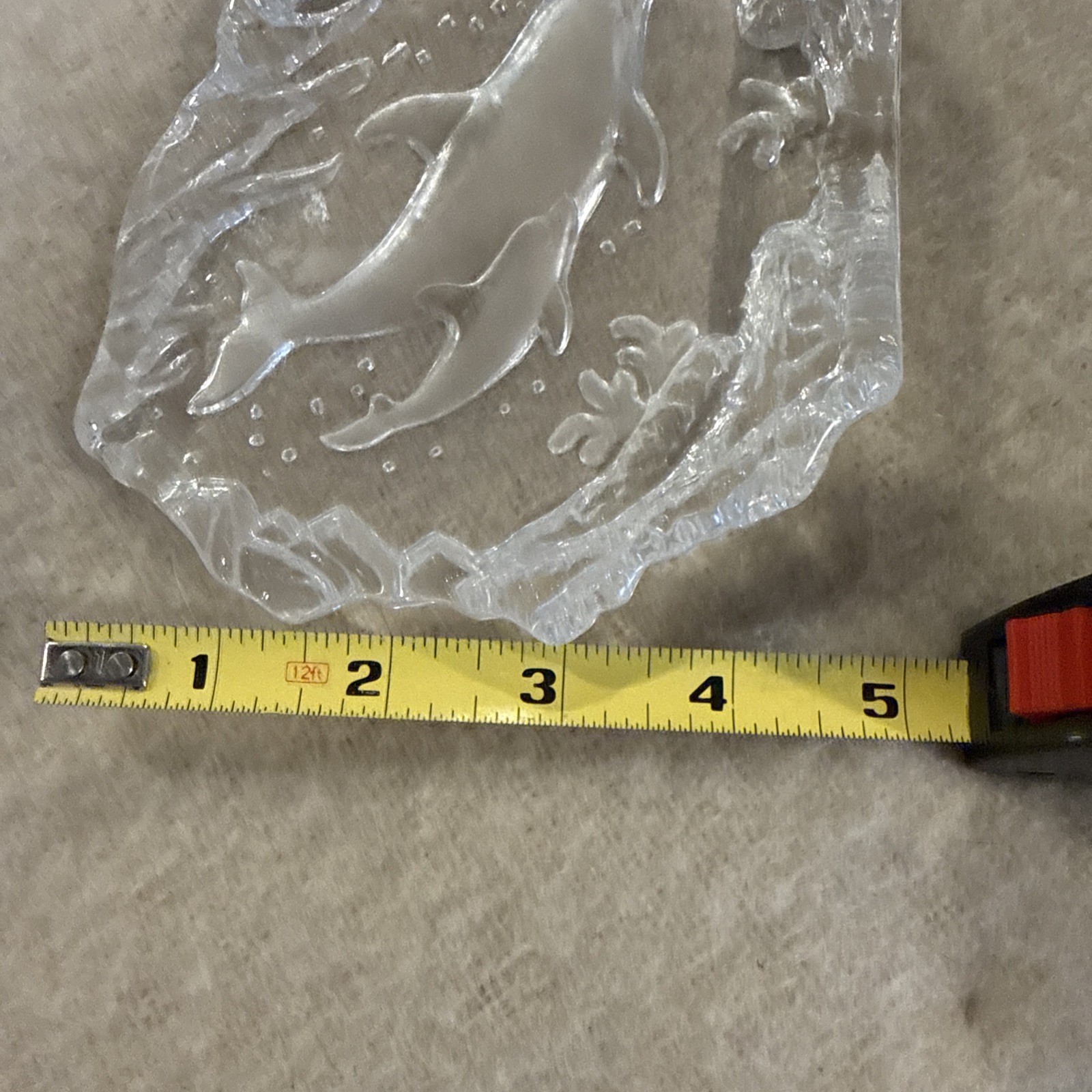 Dolphins At Play Paperweight Clear And Acid Etched