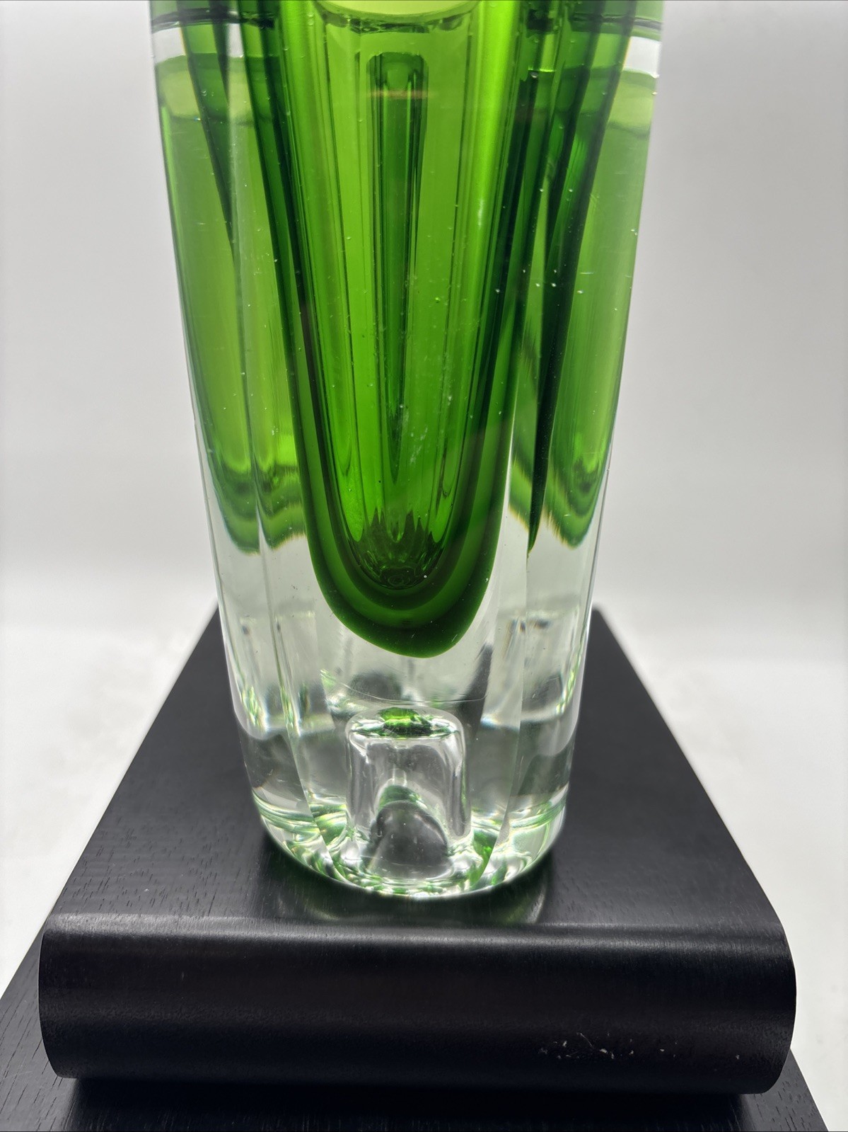 VINTAGE MID 20TH CENTURY MURANO Green GLASS VASES 6”H 2.5” W VERY RARE