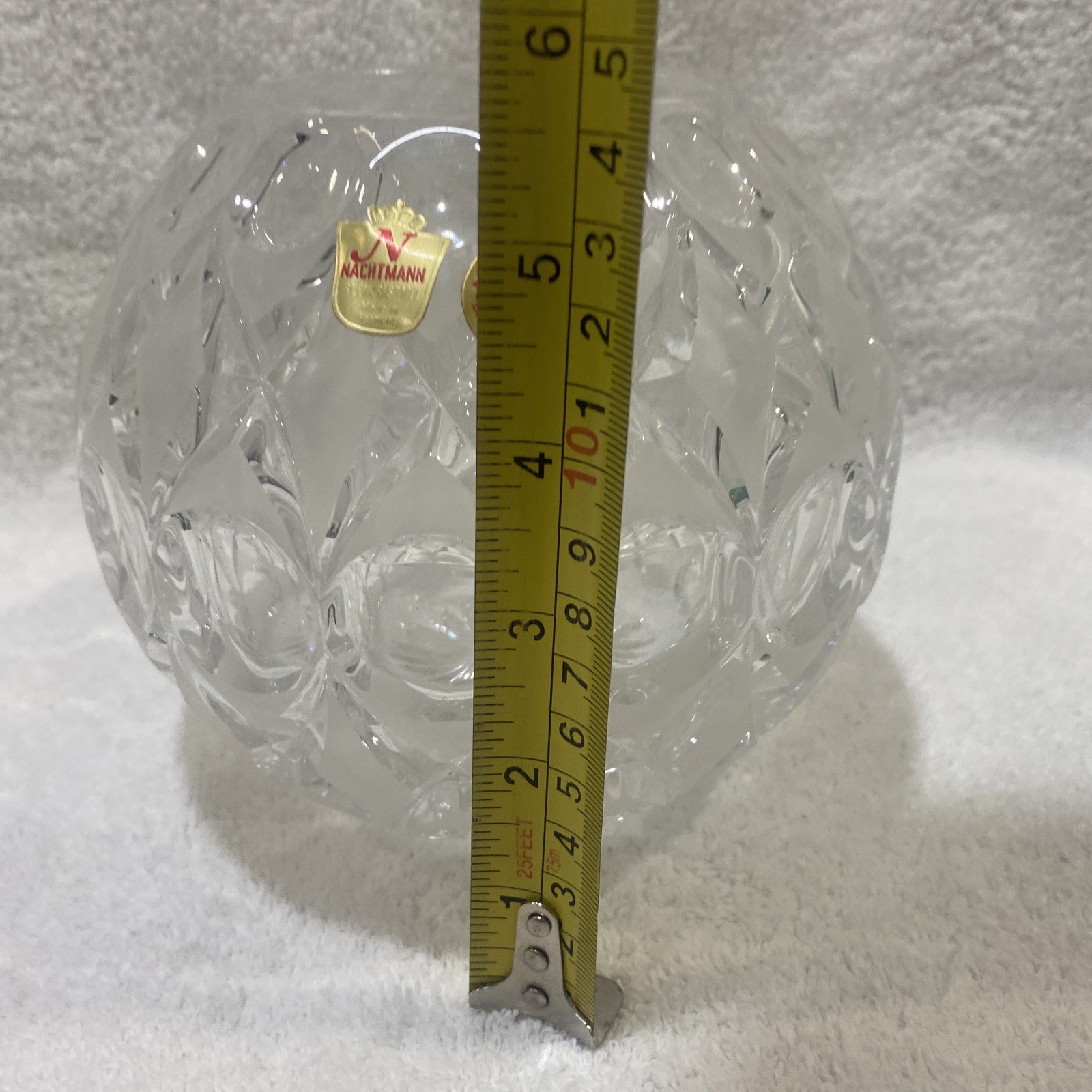 Vintage Nachtmann Bleikristall Emerald Cut Crystal Rose Bowl Vase 5.5″ 3.5lbs