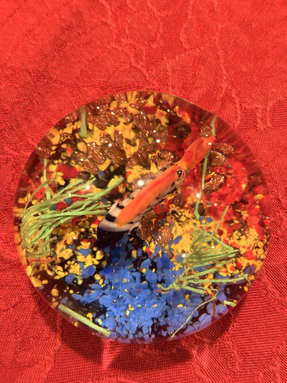Beautiful Vintage Murano Glass Aquarium Paperweight Hand Blown Italian Ex Con