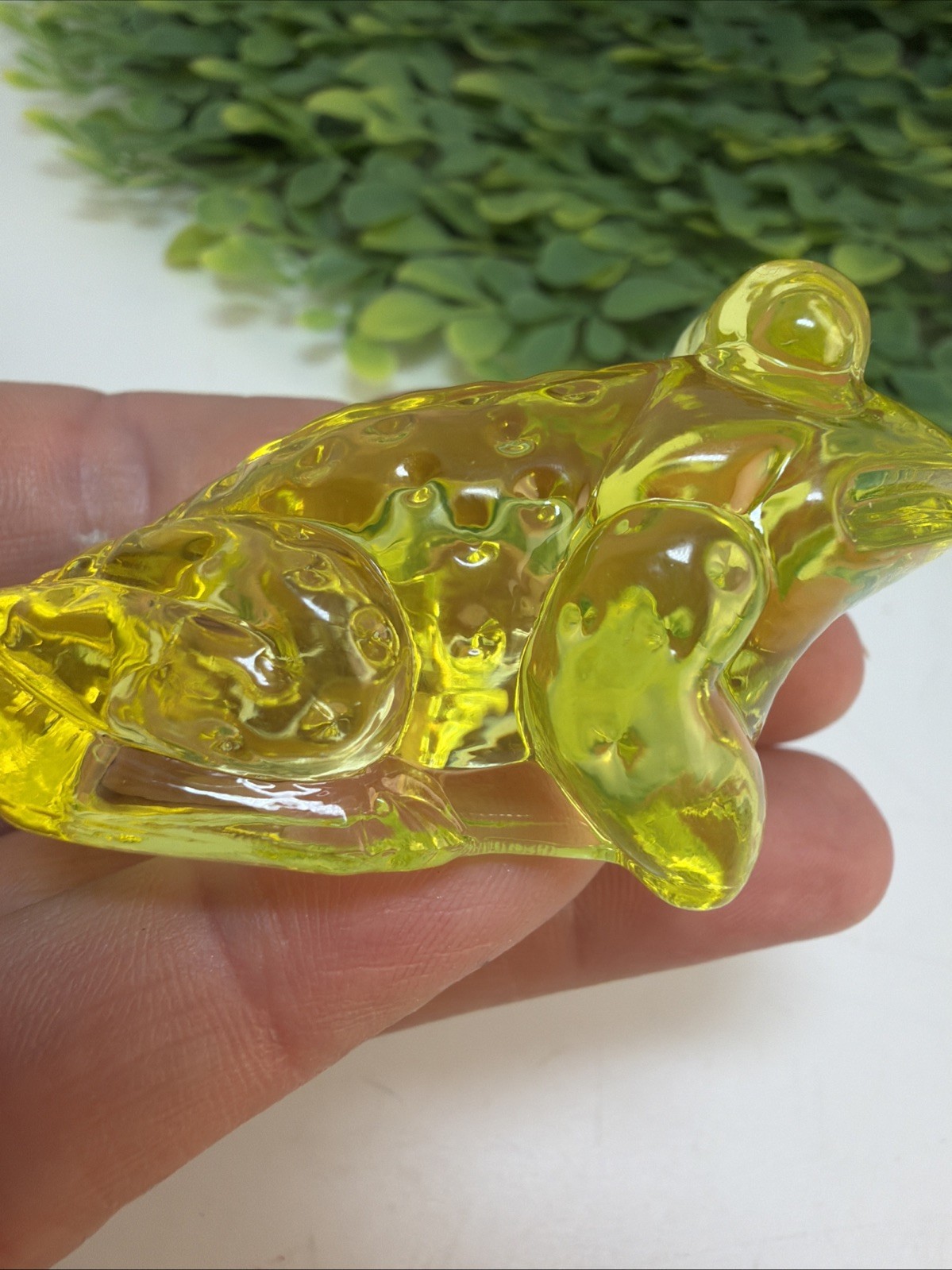 Boyd JEREMY Frog Toad Vaseline Uranium Glass Rare Figurine GLOWS