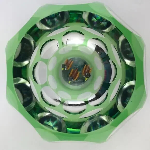 Perthshire 1983G Ducks in the Pond 3D Faceted Flash Overlay Hollow Paperweight