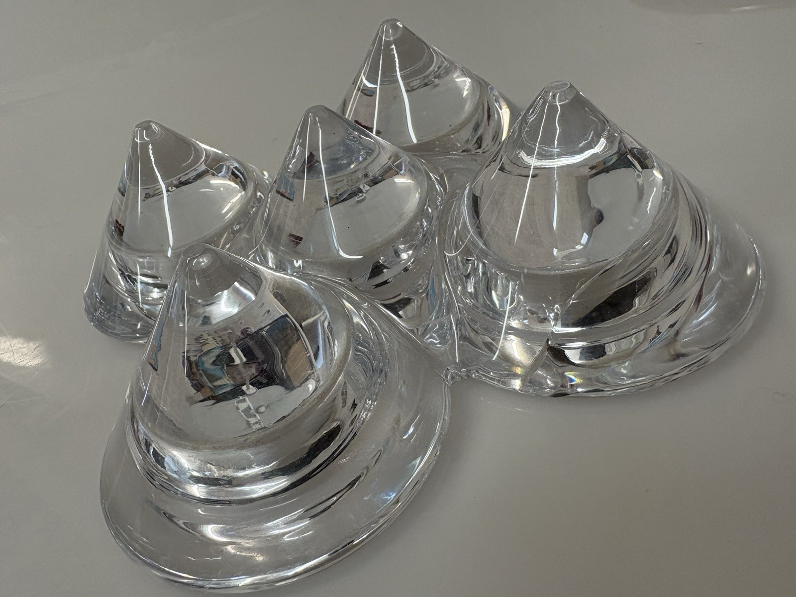 Vintage Crystal 5 Tea Light Votive Candle Holder Diamond Honeycomb Rare Design