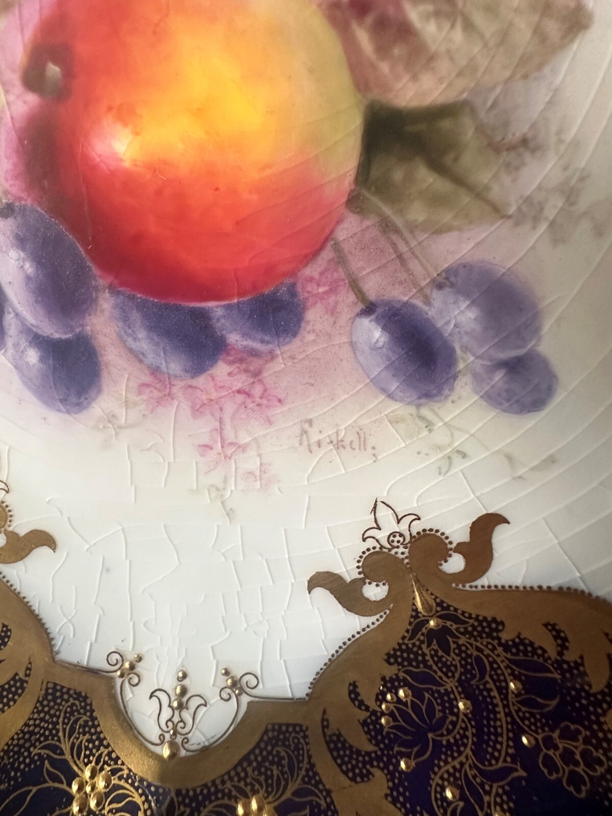 Royal Worcester Hand Painted ‘Fallen Fruits’ Dessert Plate, 25cm: by Ricketts