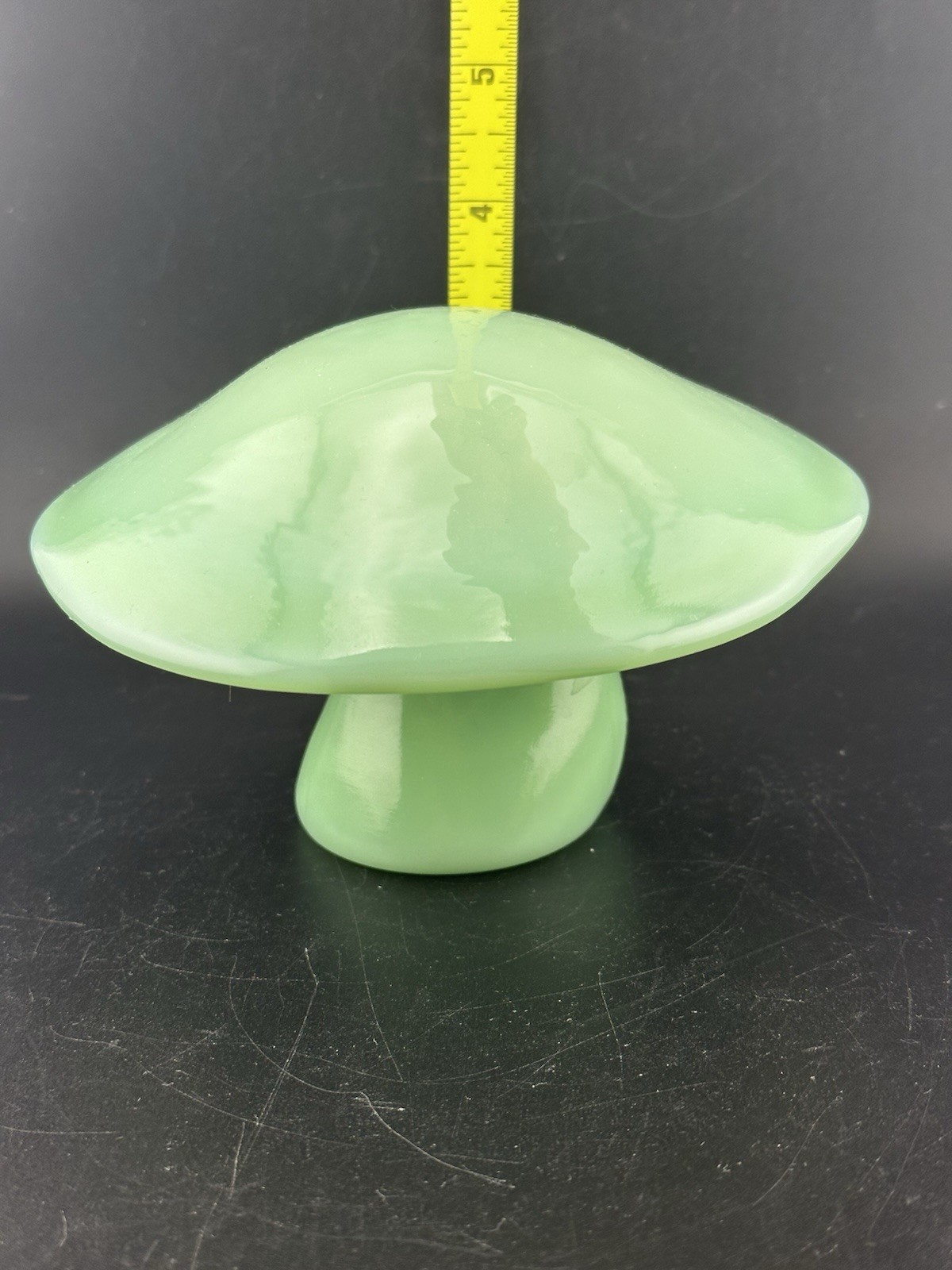 Viking Glass Jadeite Jade Green Jumbo Mushroom Figurine by Mosser Glass