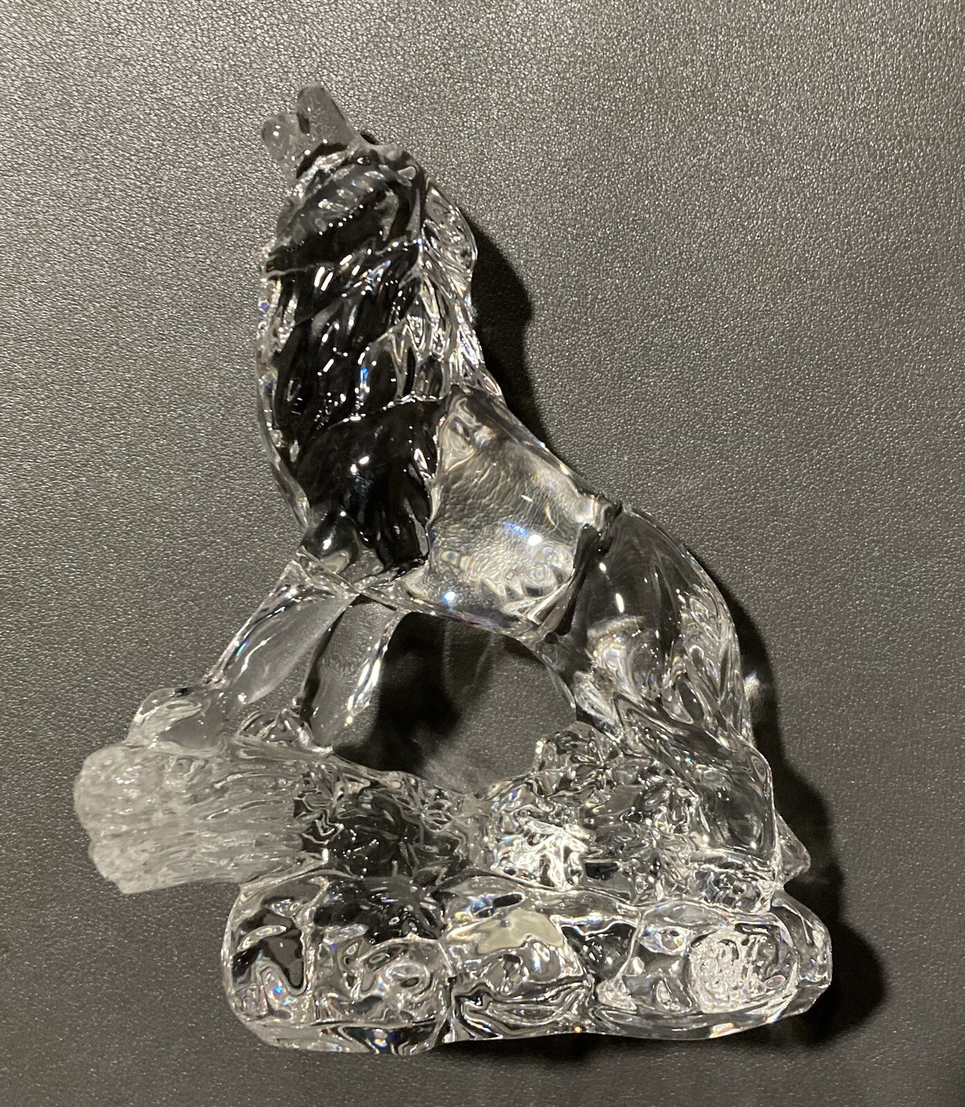 Princess House Wonders Of The Wild 24% Lead Crystal Wolf Figurine Germany 6.5-in