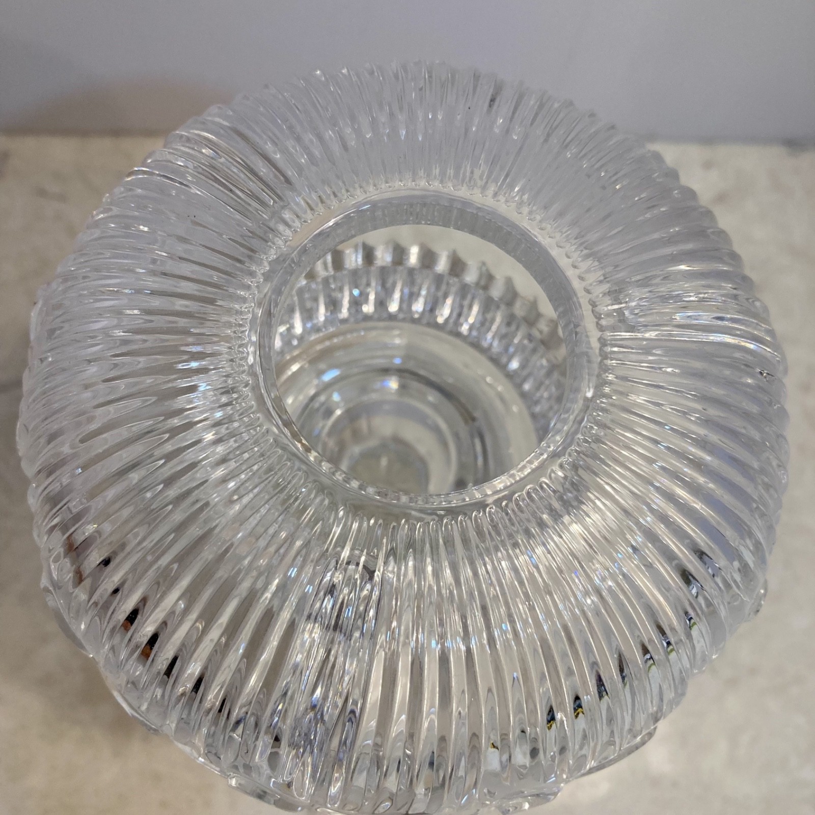 VTG Royal Limited Czech 24% Lead Crystal Daisy Fairy Lamp Pedestal Candle Holder