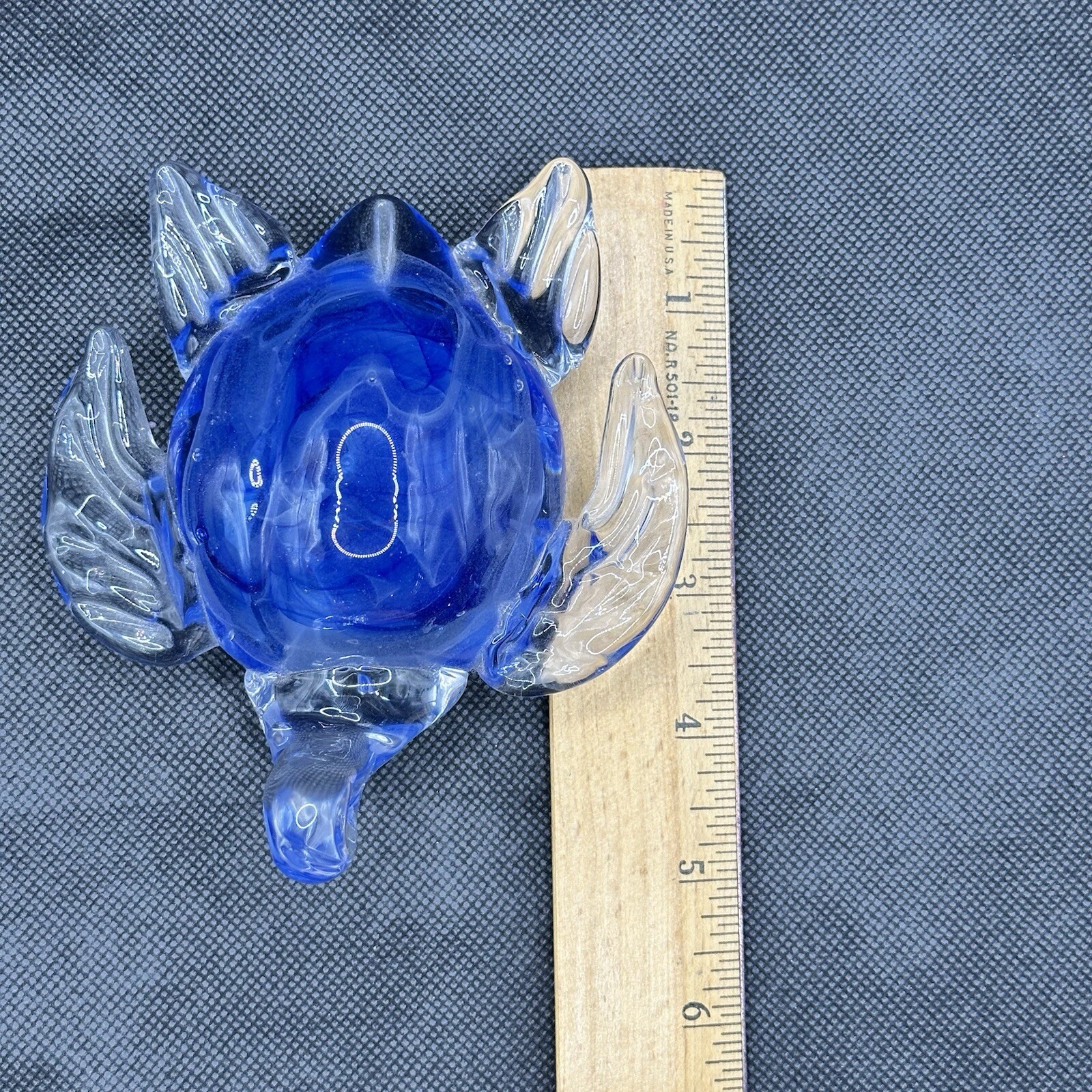 Glass Sea Turtle Paperweight Figurine Dynasty Gallery Handcrafted Blue & Clear