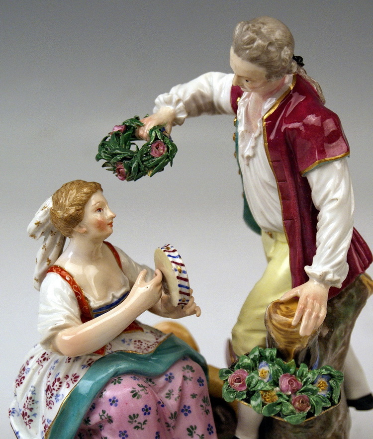 Meissen Gardeners Couple Figure Rococo Porcelain D86 19.5 CM Signed