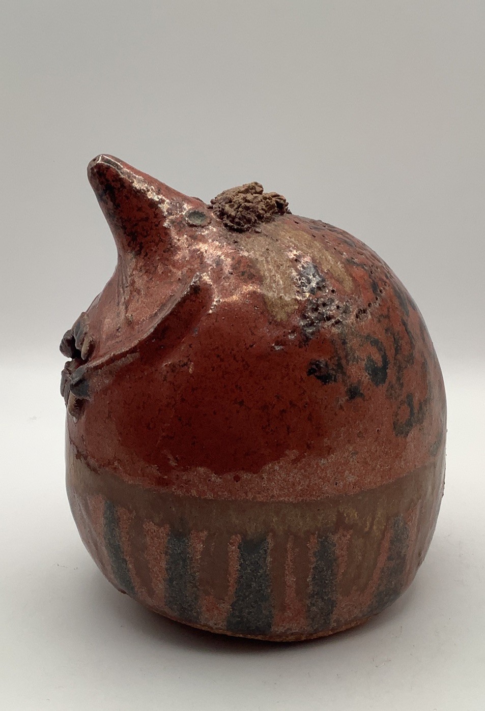 Vintage Red ware Pottery Rat Bank OOAK antique Studio Pottery Mouse Unique