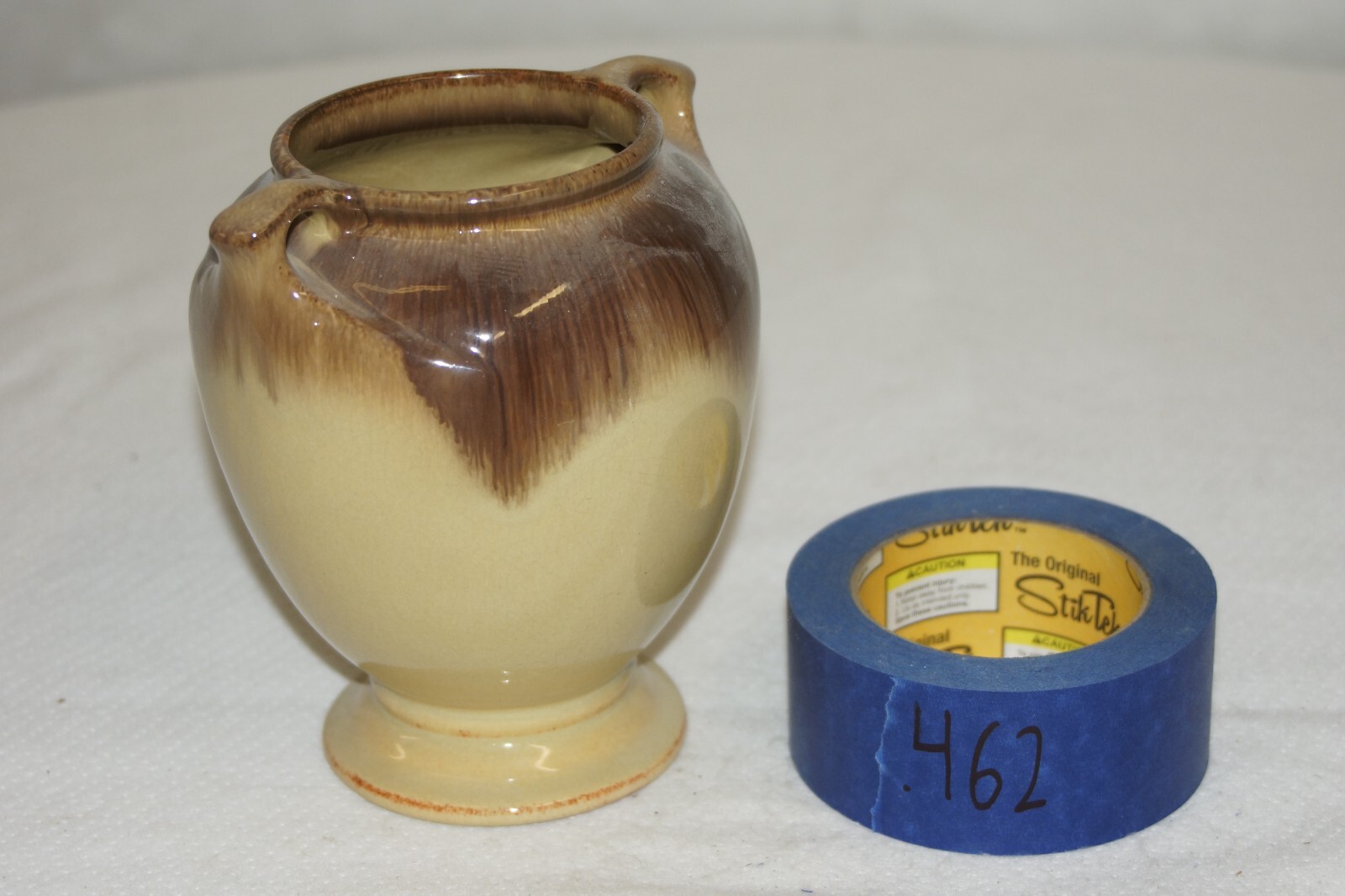 Brown and Cream Two-Handled Vase