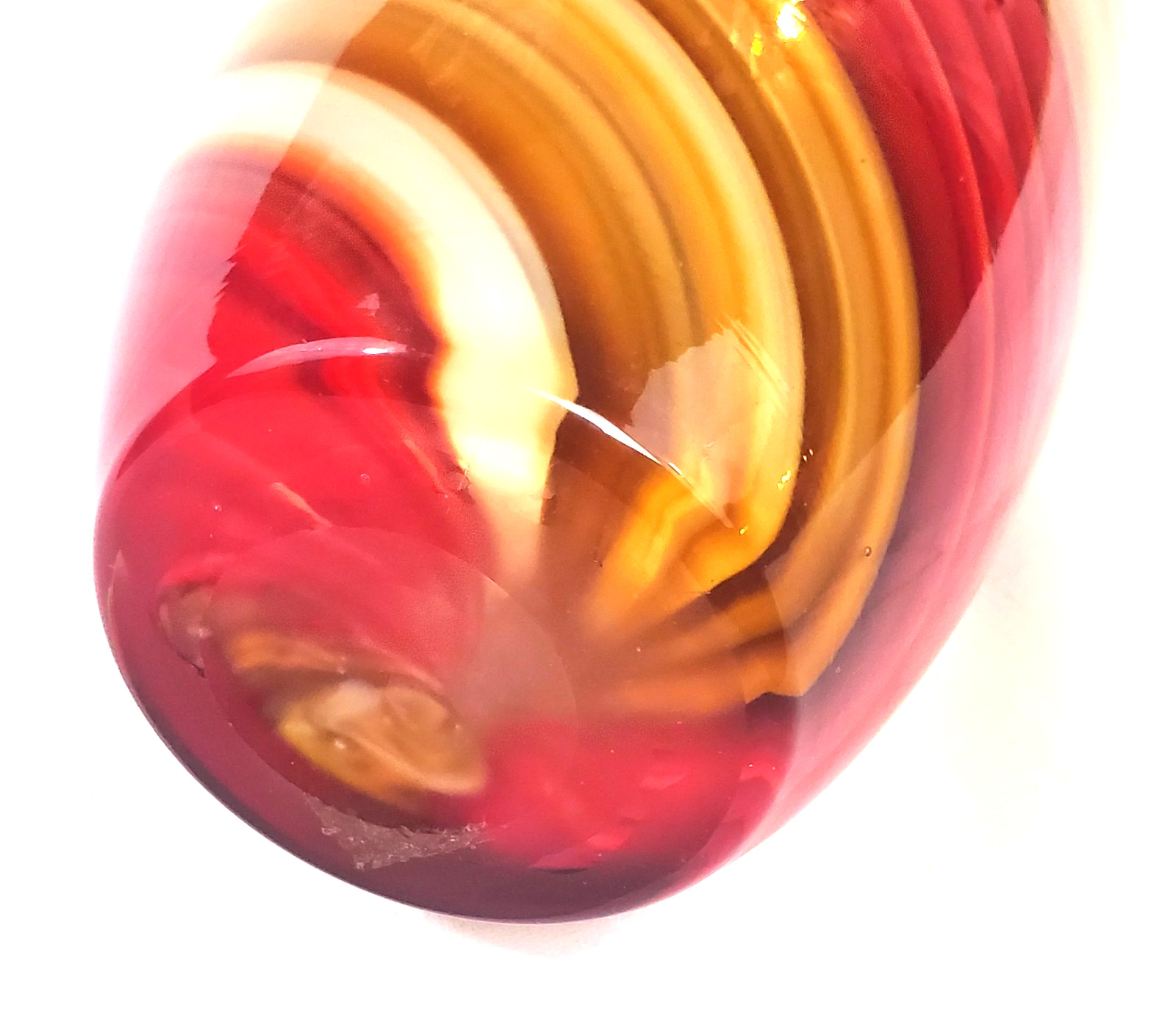Vintage Murano Hand Blown Red & Gold Yellow Swirl Vase Crisrtalleria Collection