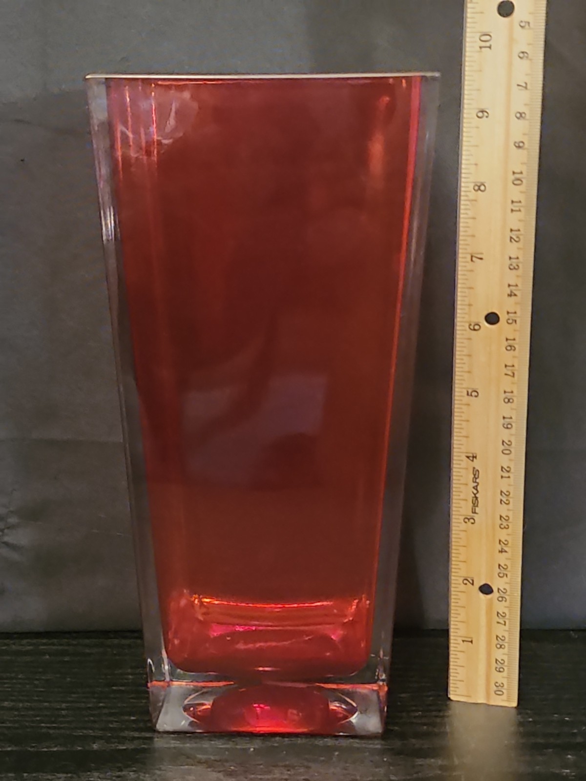 Vintage Red Heavy Czech Rep. Crystal Vase, 24% Lead Crystal