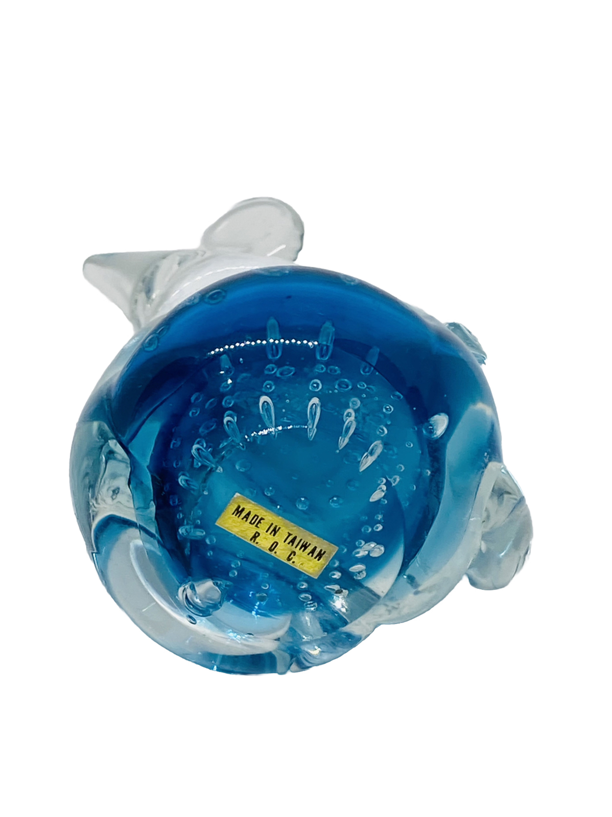 Vintage Blue Clear Art Glass Mouse Figurine Paperweight Hand Blown 3″x2″