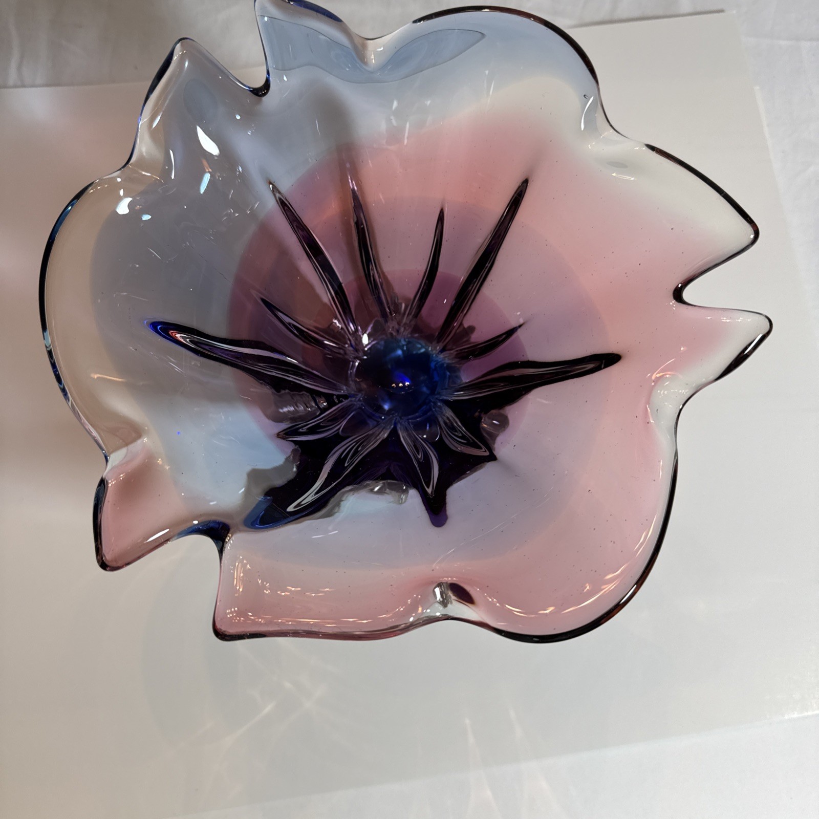 Antique Vintage Blue Purple Ombré Glass Art Vase