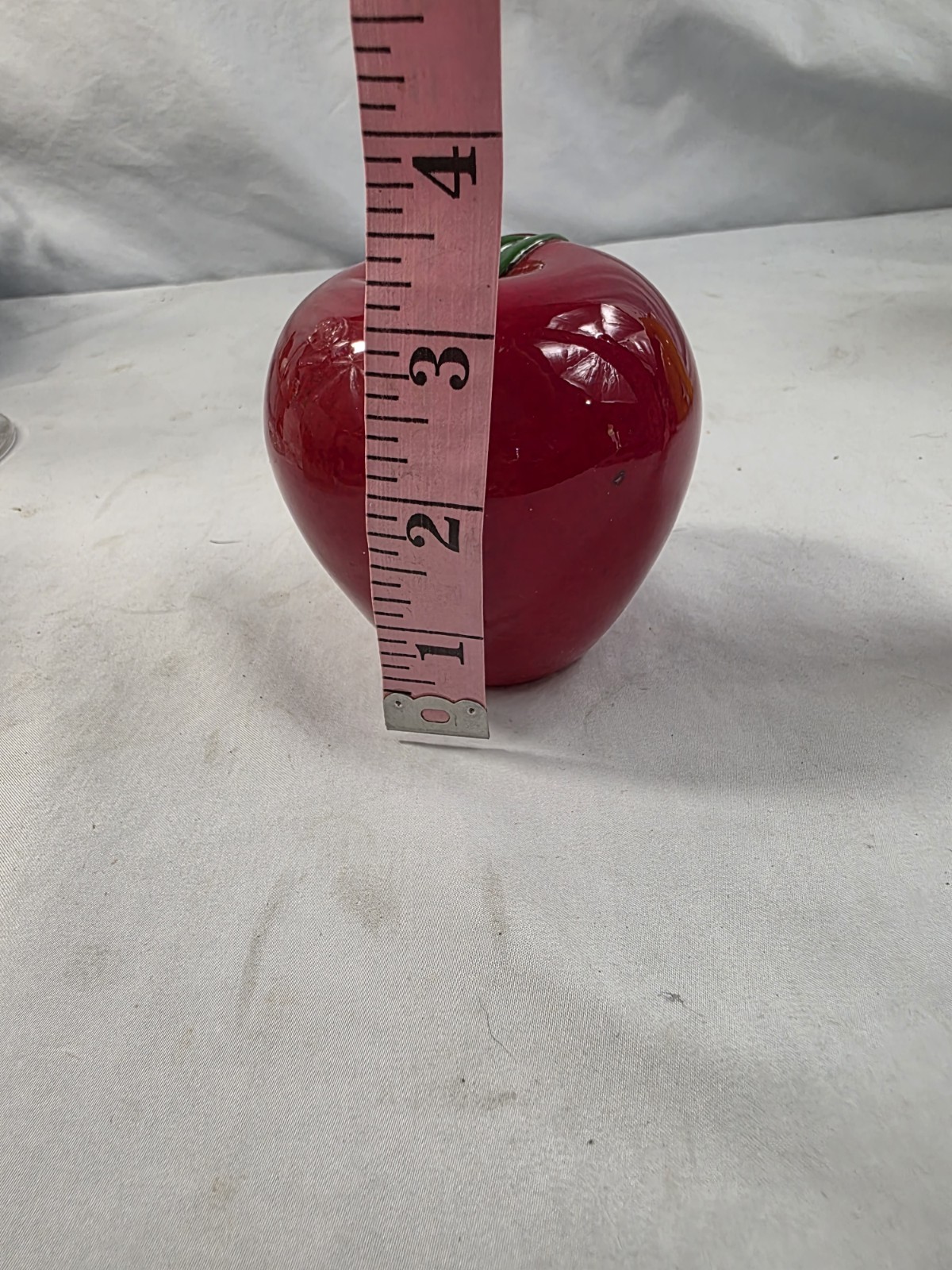 Vtg Zellique Studios Art Glass Red Apple Paperweight 2003 Signed Hand Blown 119