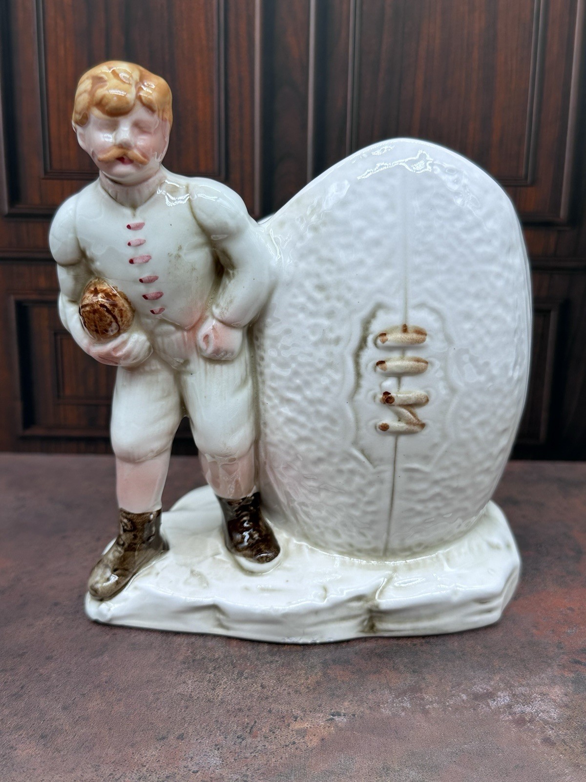 Vintage Inarco Football Figurine Planter E-9285 Antique Style Sports Decor Japan