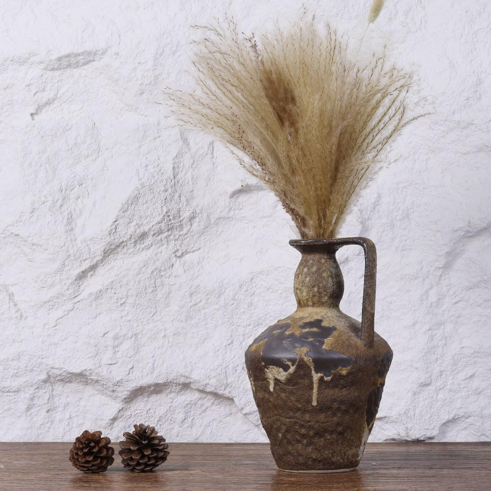 Rustic Wabi Sabi Vintage Vase – 9.8″ Tall Decorative Pottery for Home Decor