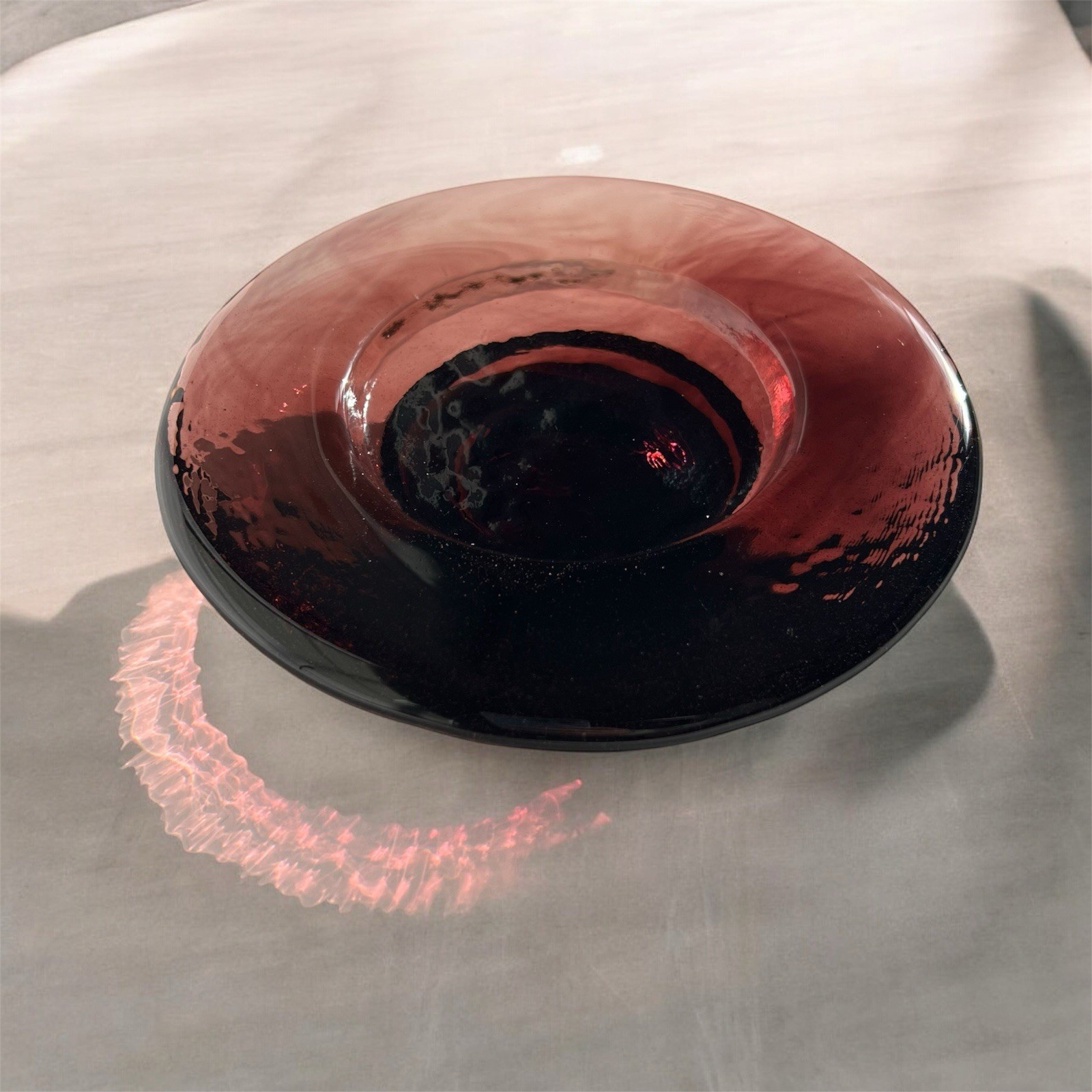 Fire And Light Recycled Art Glass Swirl Plum Wine Caddy Candle Holder