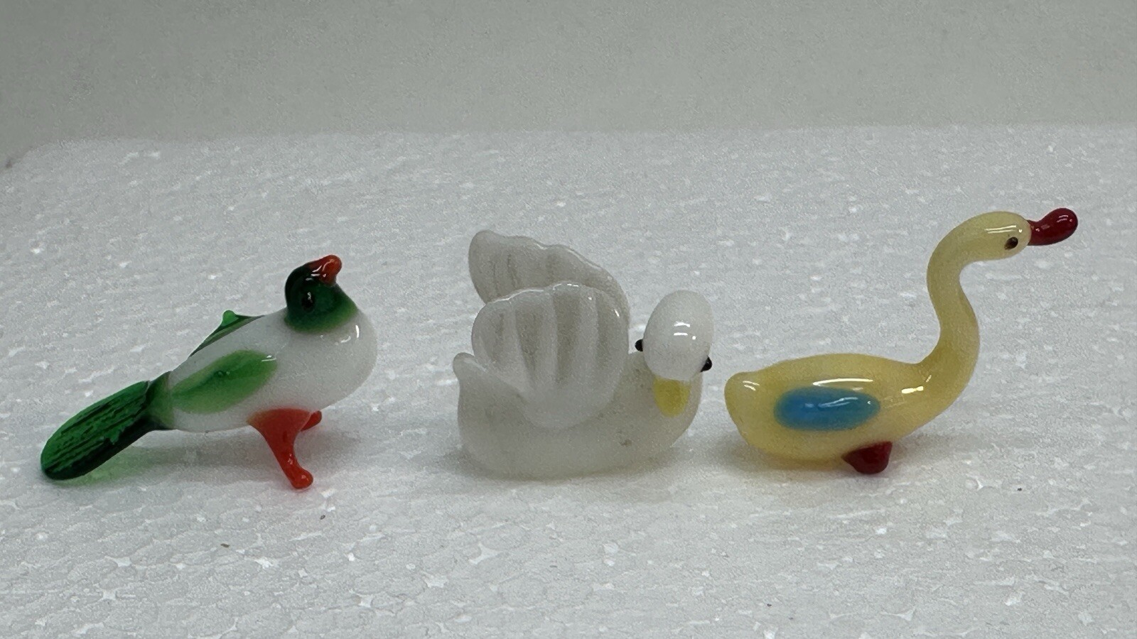 Duck Swan Bird Animals Tiny Figurine Miniature Glass Art Hand Blown? Vintage