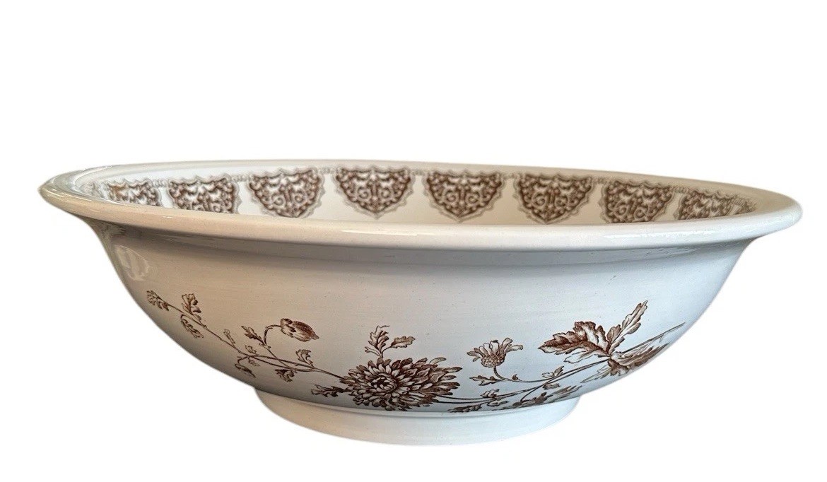 Antique Brown Transferware Wash Basin Bowl Only Emery Richmond Burslem England