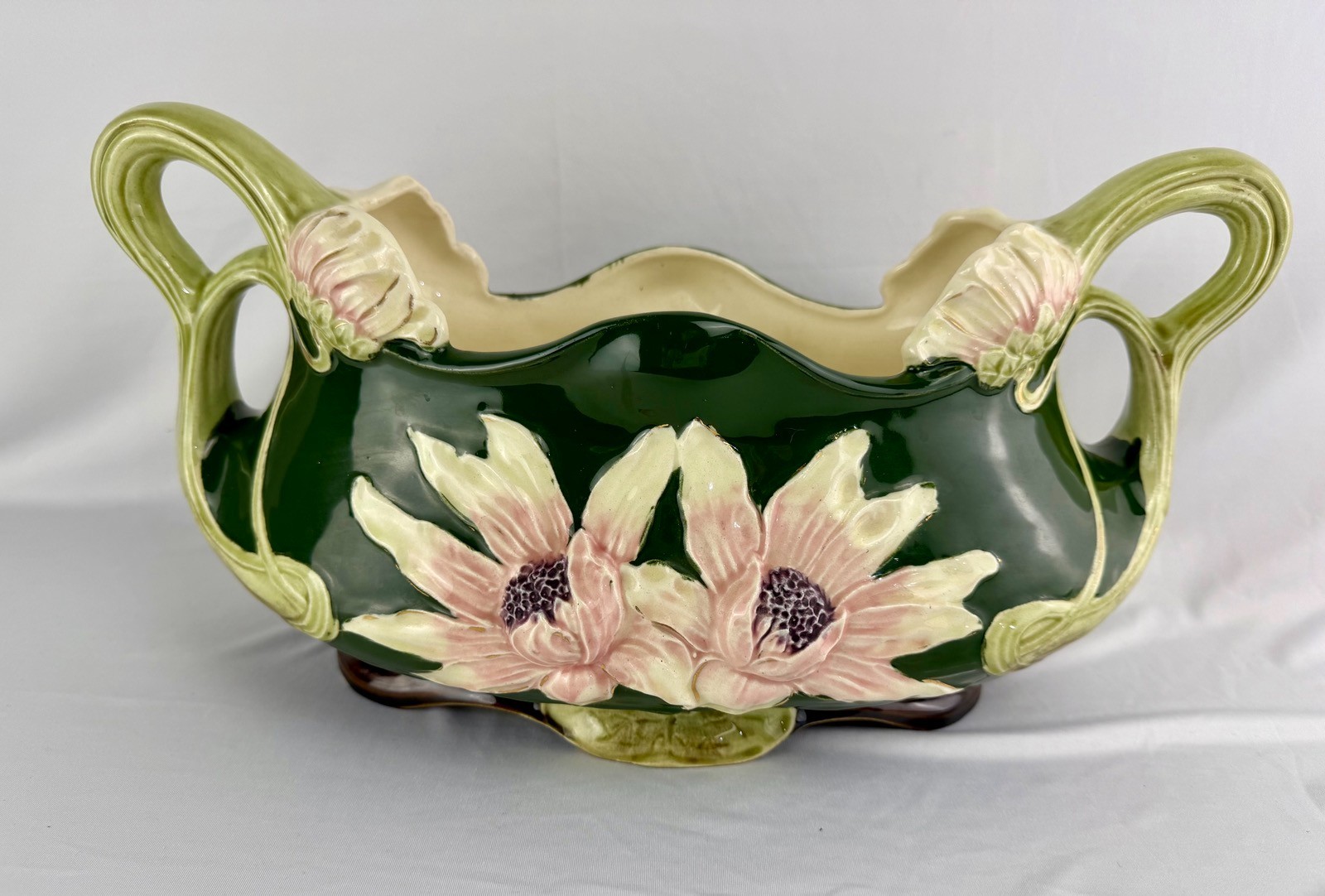 Antique Art Nouveau Majolica Jardinière, Continental European, Circa 1900–1915