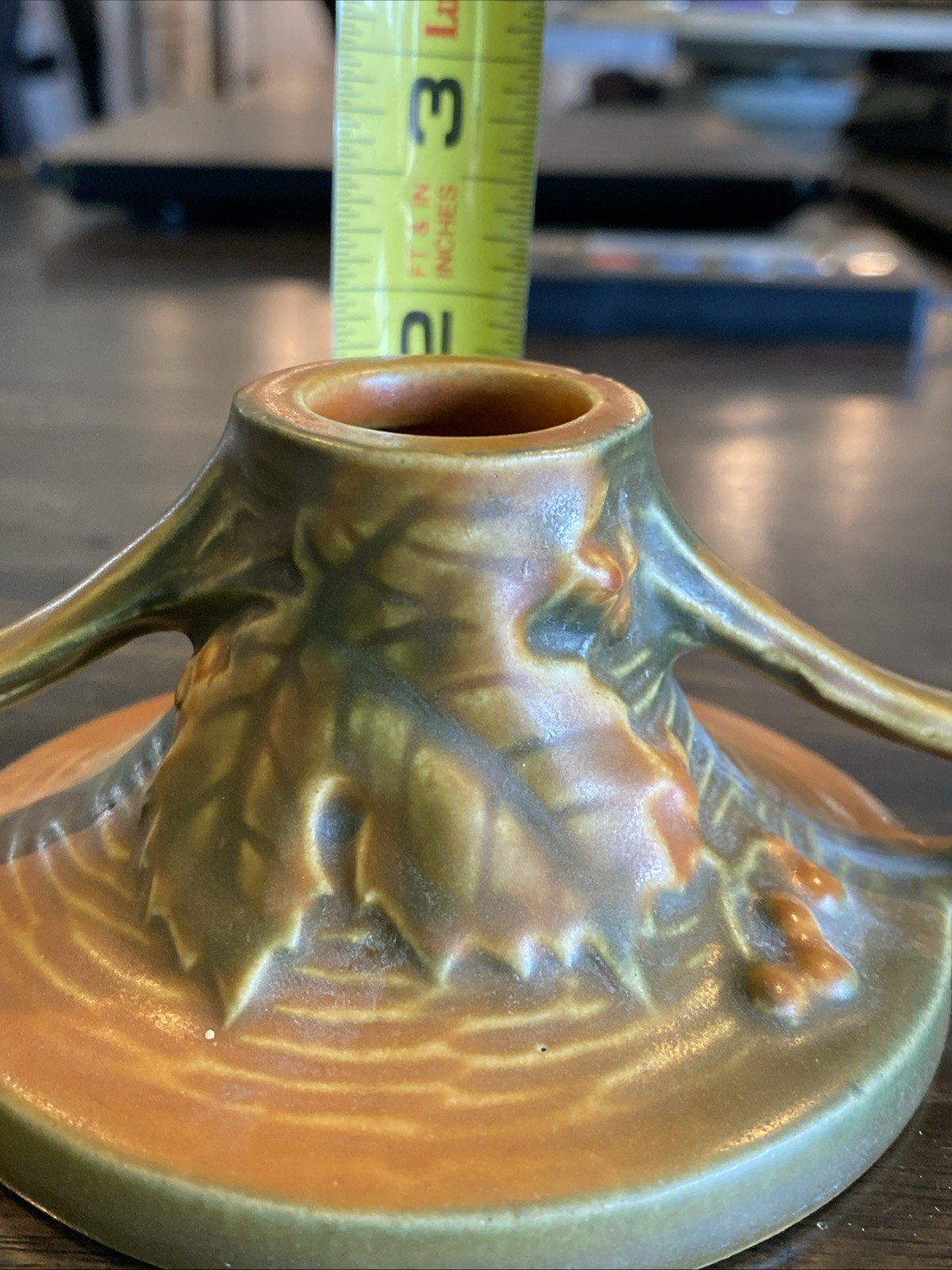 Vintage Roseville Pottery Brown Bushberry Pattern Candle Holder USA 1147-CS