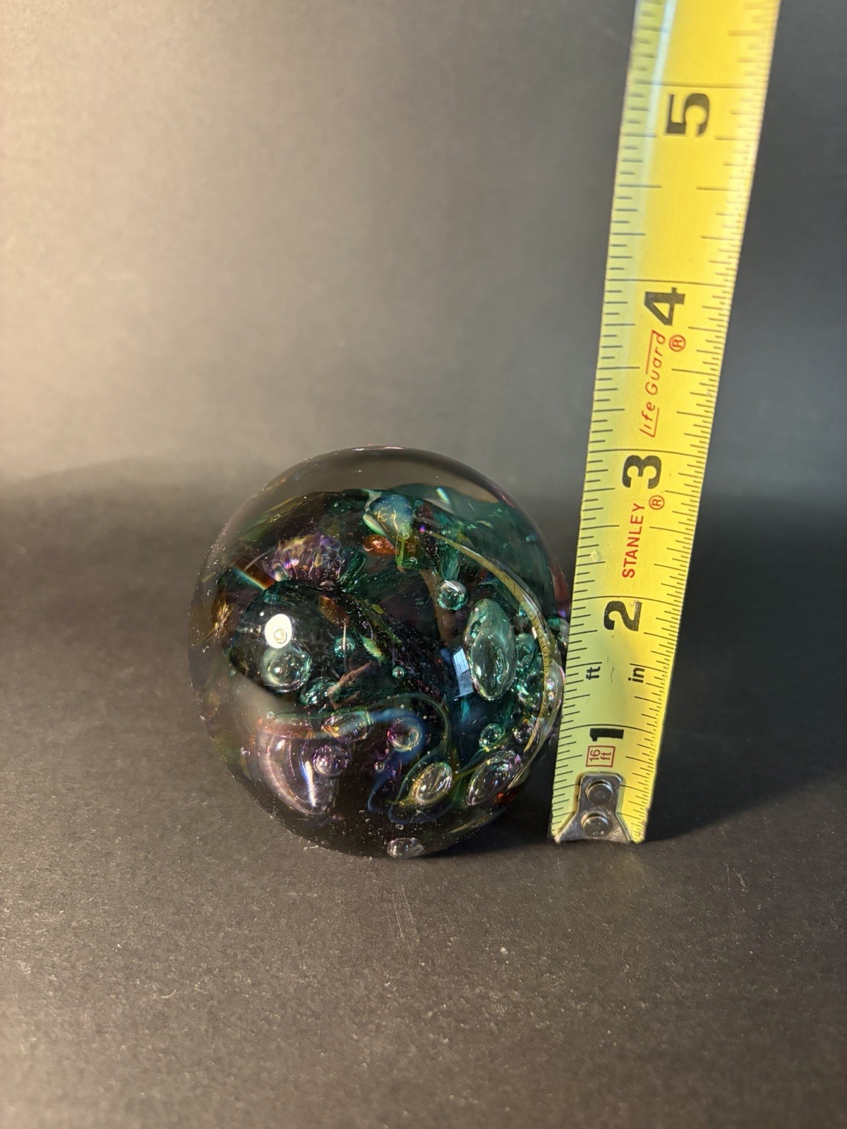 Robert Held Signed Art Glass Multicolor Swirl Bubbles -scratch On Bottom
