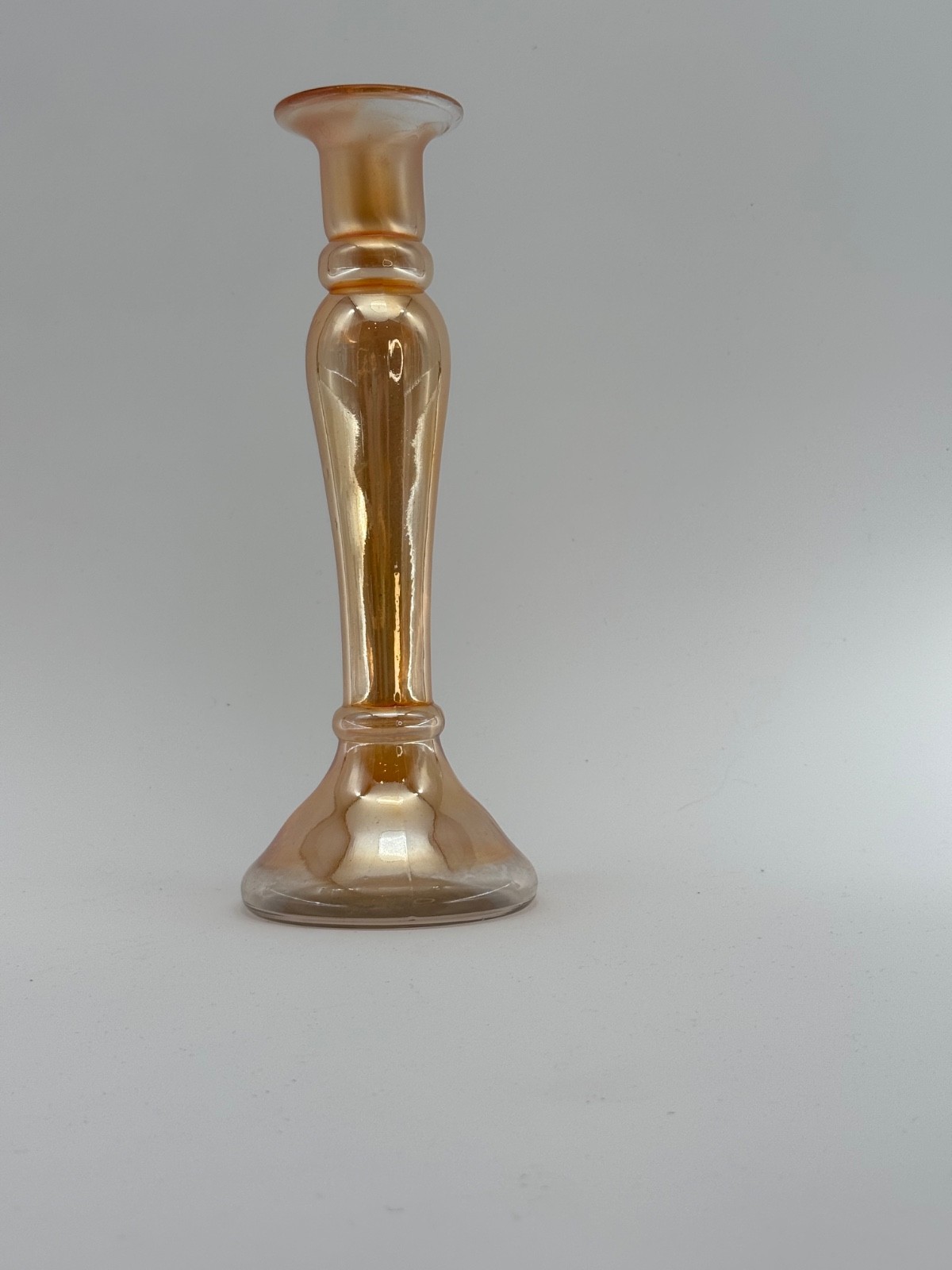 Gold Iridescent Art Glass Vase ~10” Tall Possible VE Mark Studio Glass