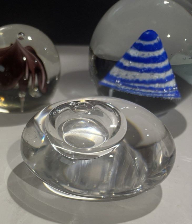 Art Glass Paperweight Lot -egg shape – pyramid and more set of 5