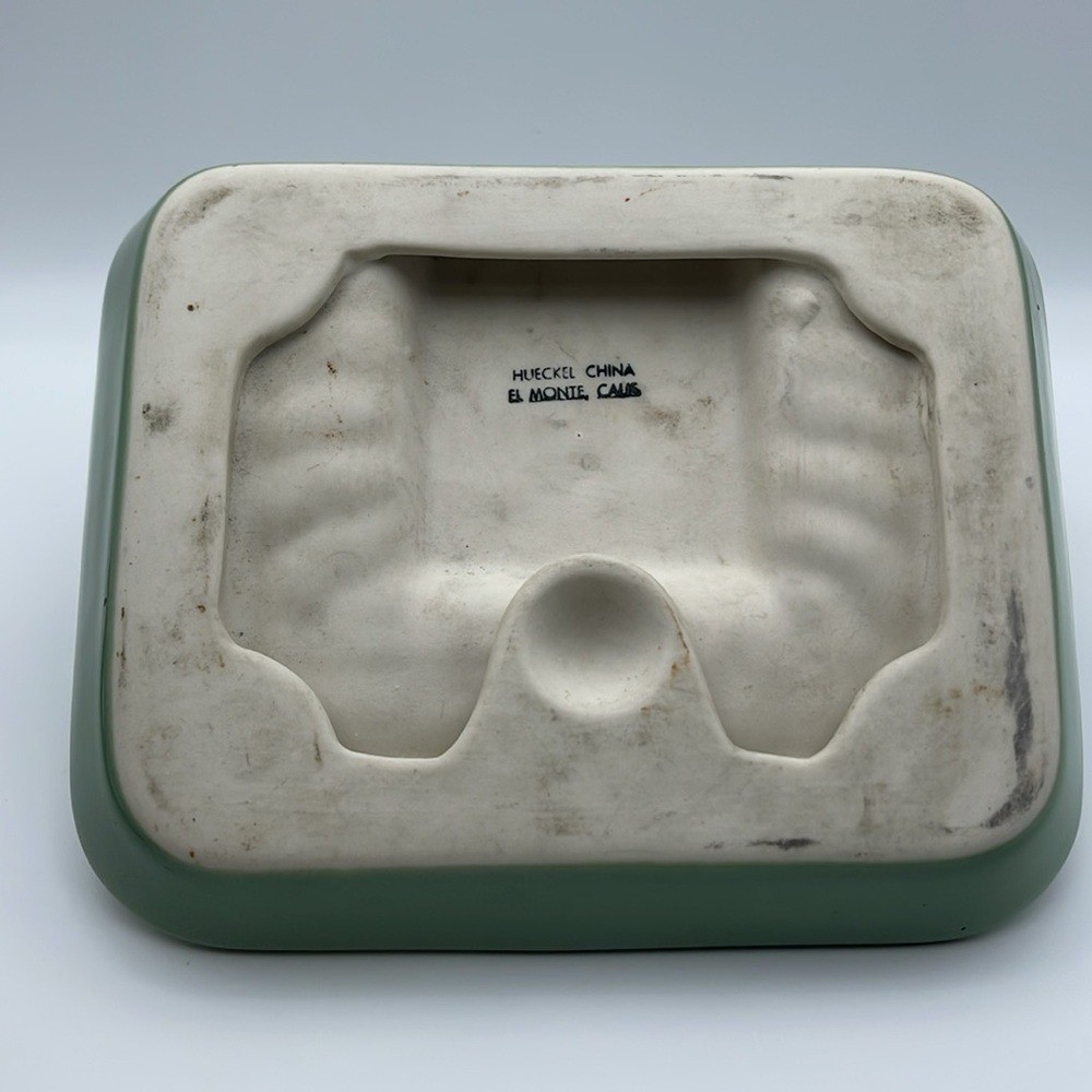 Vintage Layne Water Well Pump Green Ceramic Advertisement Ashtray