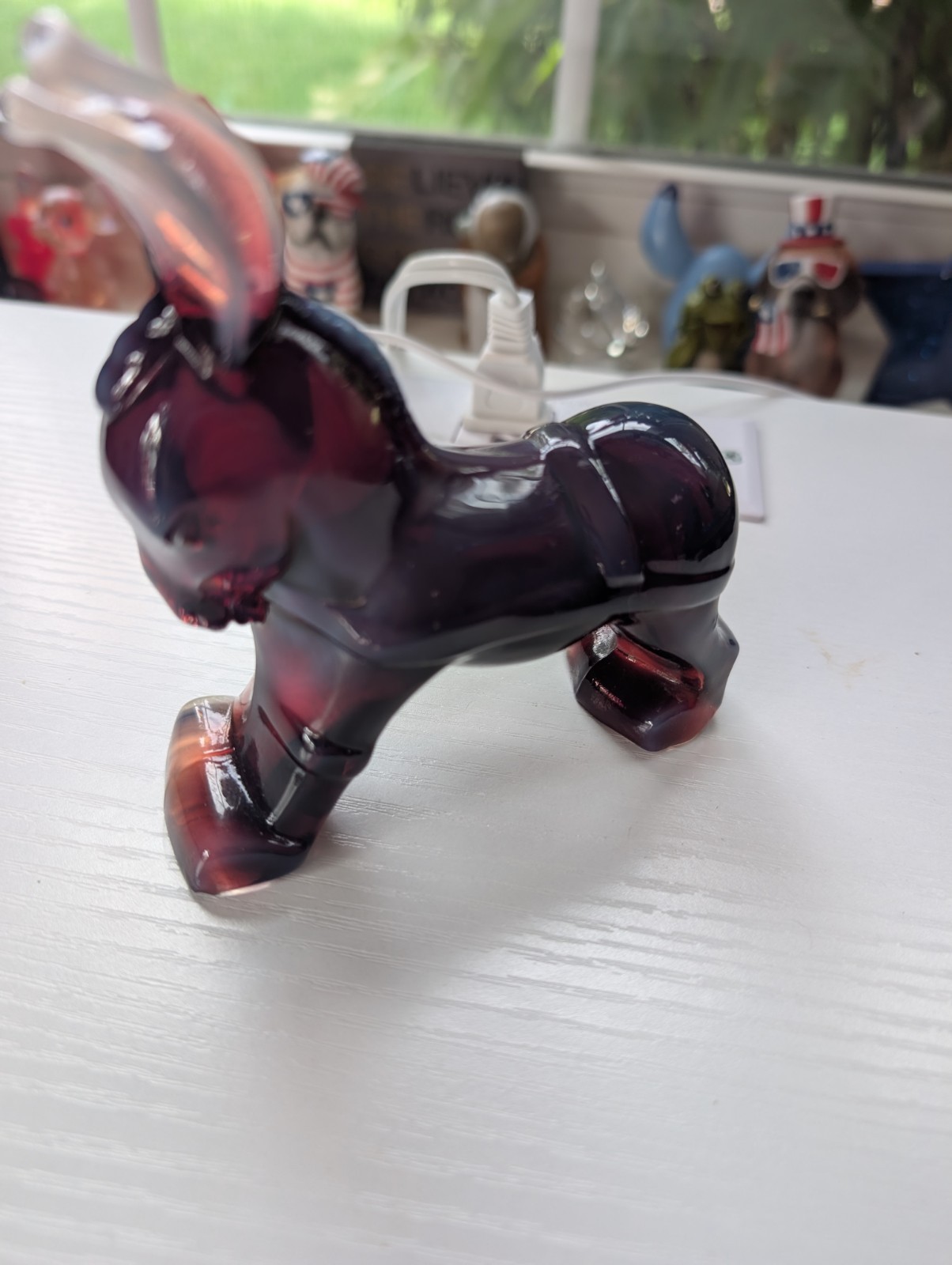 Fenton Glass Plum Opalescent Donkey Figurine Hard to Find Excellent Condition