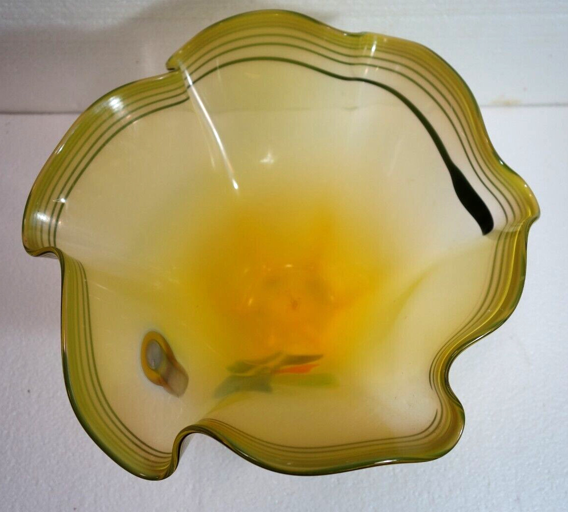 Carlos R Pebaque Stohghan Zweden Art Studio Glass Bowl Vase Signed 1992