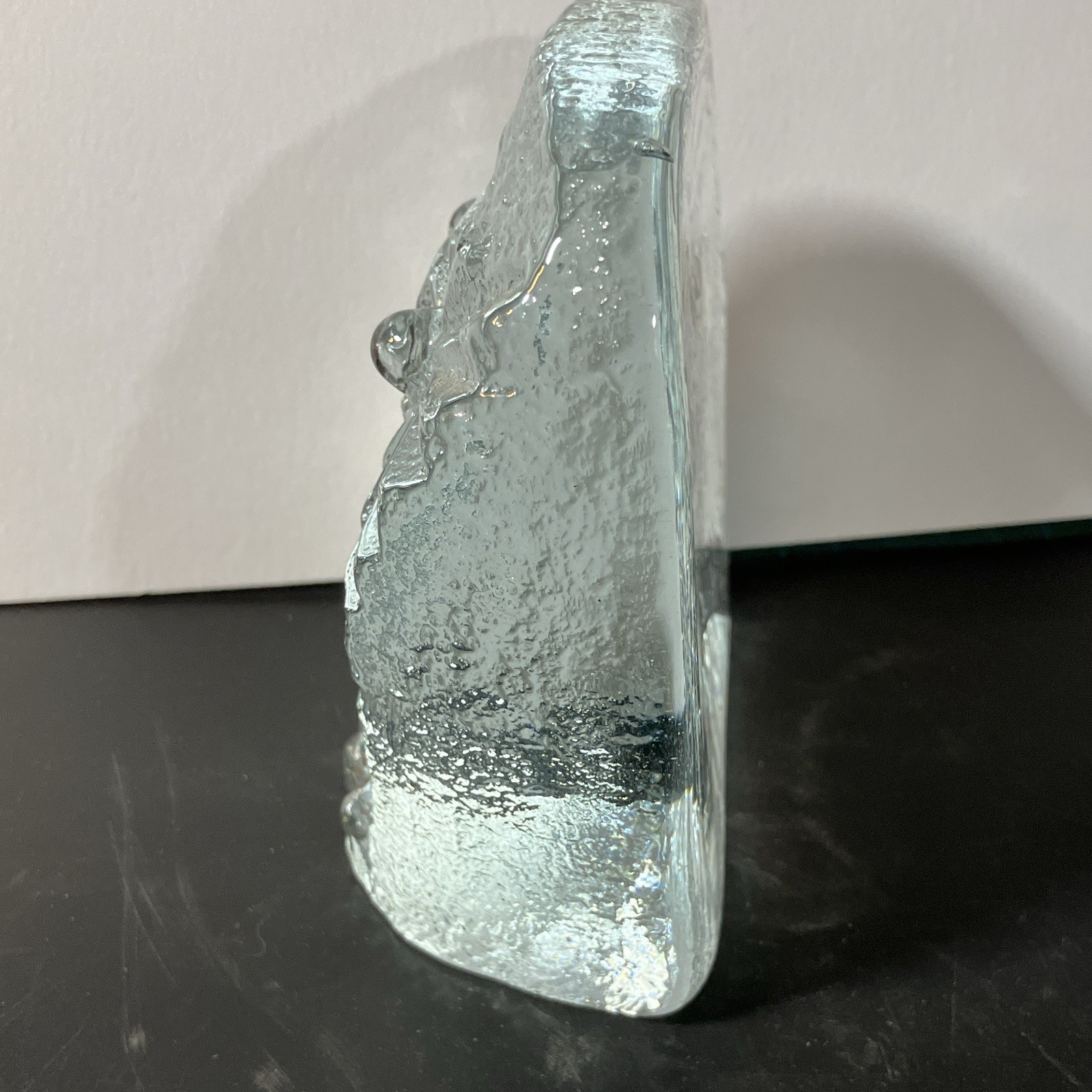 Clear Textured Molded Glass Owl Paperweight Decorative Clear Glass Paperweight
