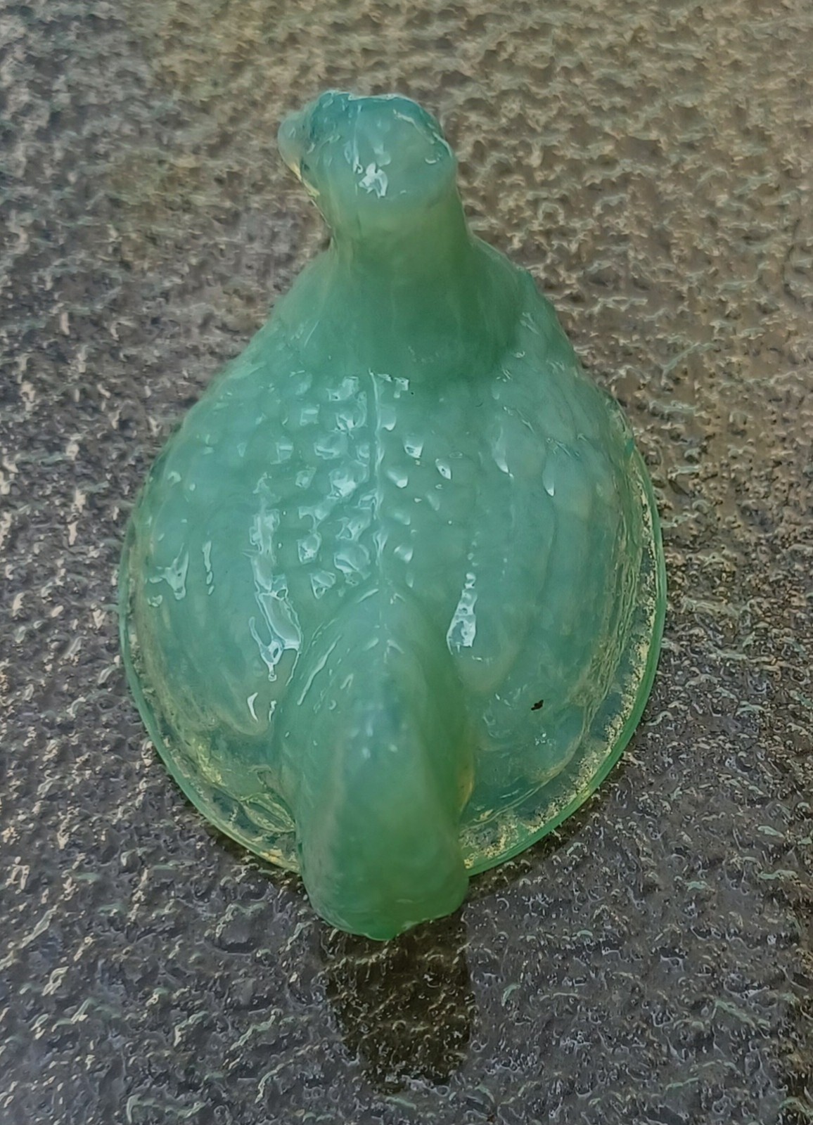 Mosser Mini Jadeite Jade Hen On Nest Signed Salt Cellar Green Glass Chicken