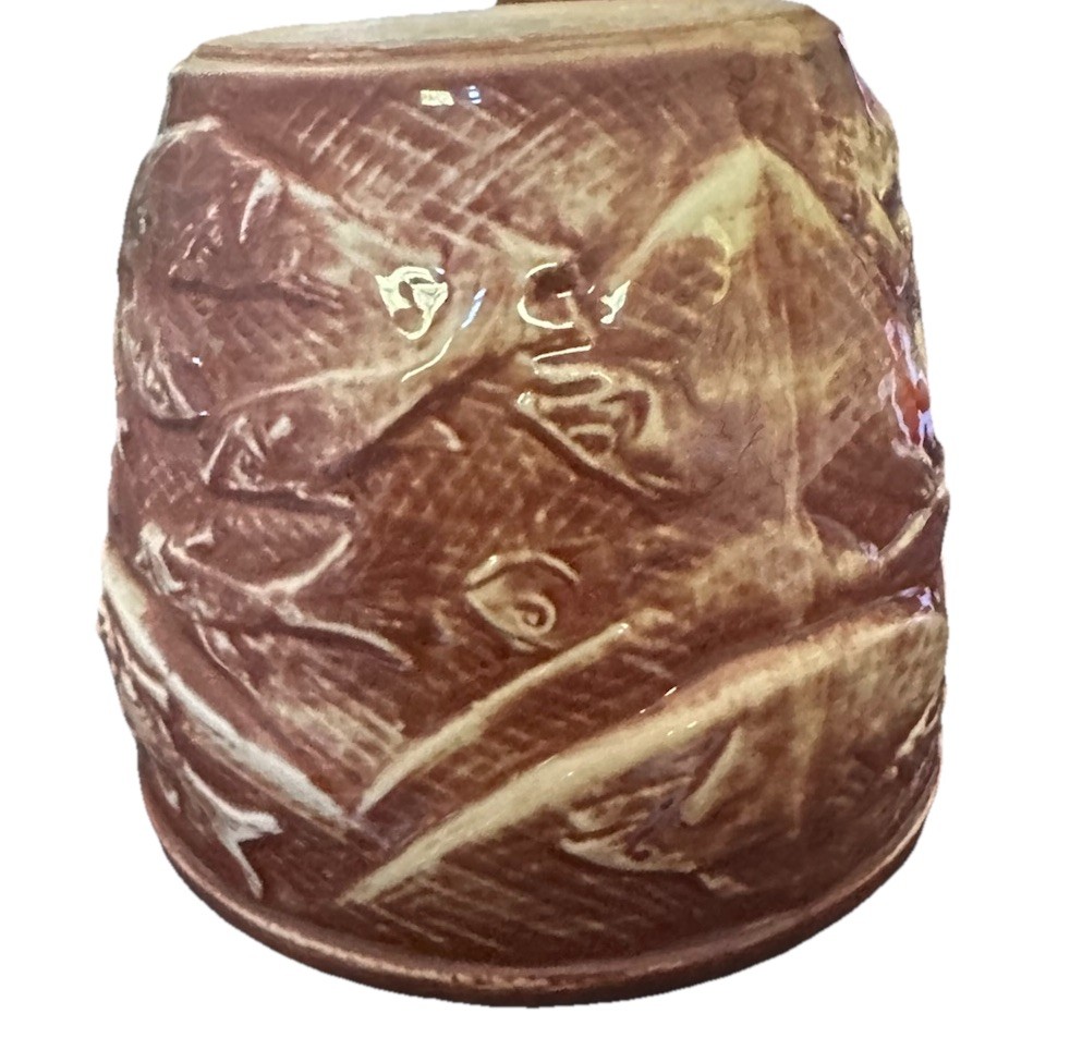McCoy Pottery Brown Fish In Net 1995 HTF Jardinere Planter 6.5” Tall *Read