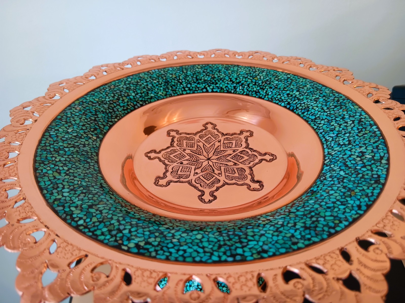 Turquoise Decorative Pedestal Bowl – Lotus