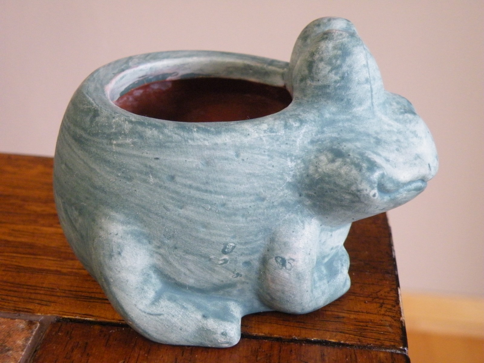 VINTAGE Ceramic Pottery FROG TOAD 2-1/2″ small PLANTER Succulent SIZE Free Ship