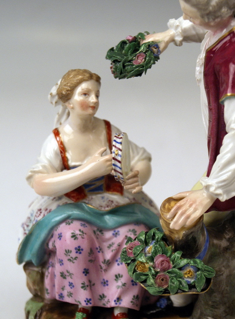Meissen Gardeners Couple Figure Rococo Porcelain D86 19.5 CM Signed