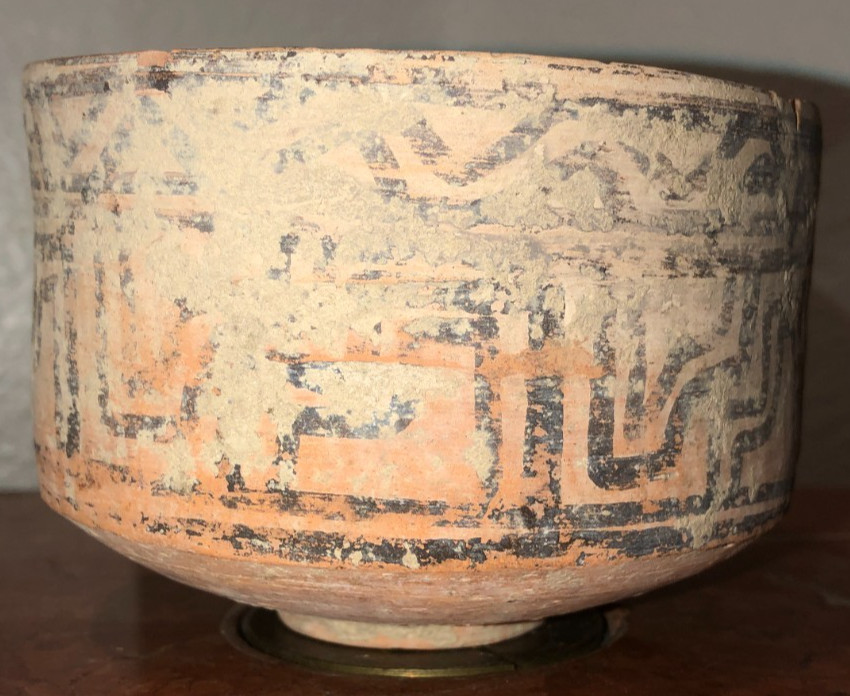 Ancient BCE Antiquities hand painted bowl with COA , 2000-3000 BC Greece? Egypt?