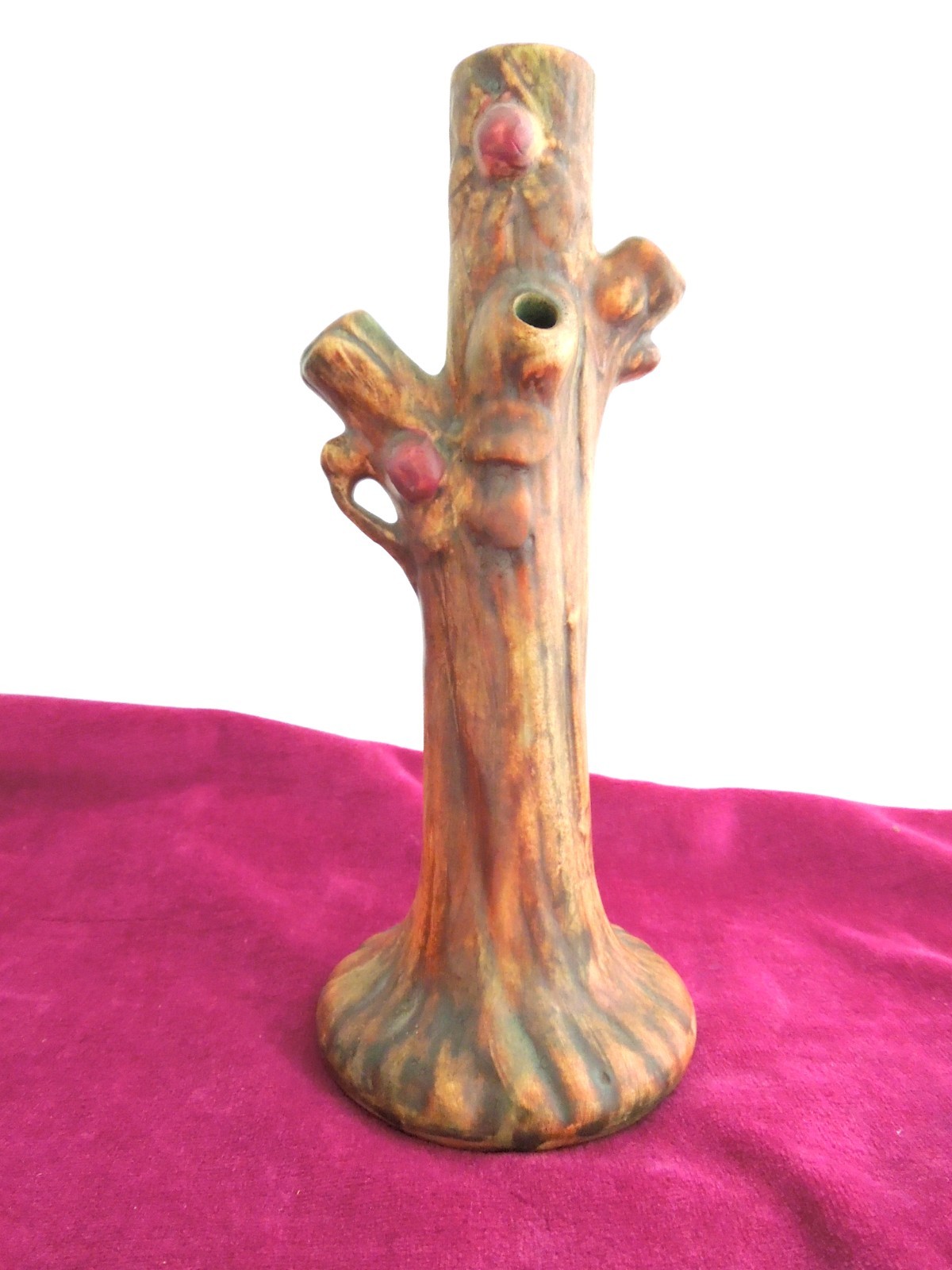 Weller Pottery Woodcraft Apple Tree Trunk Bud Vase 9″